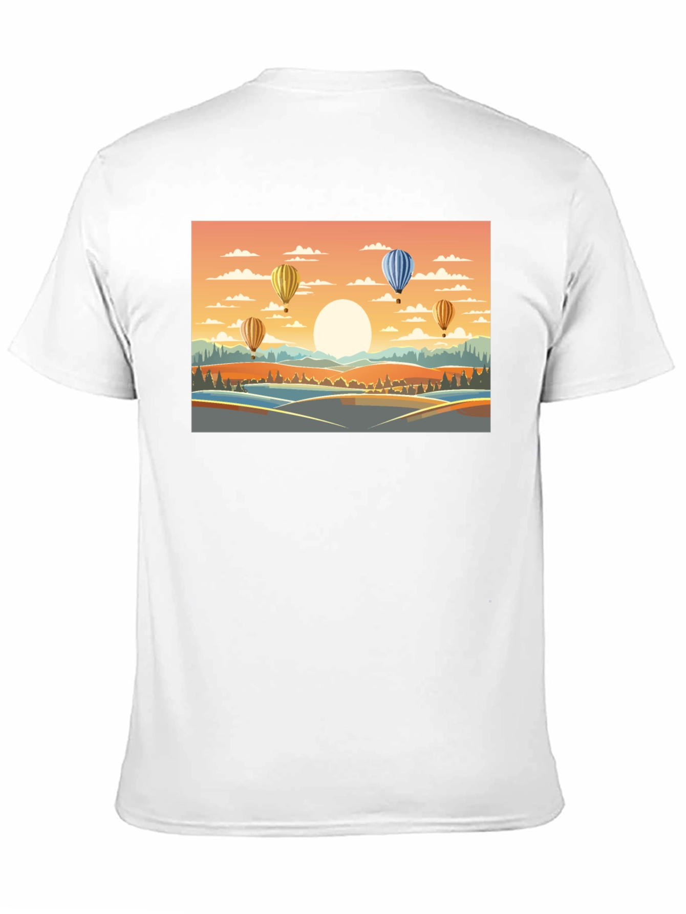 Hot Air Balloon Landscape Graphic Tee
