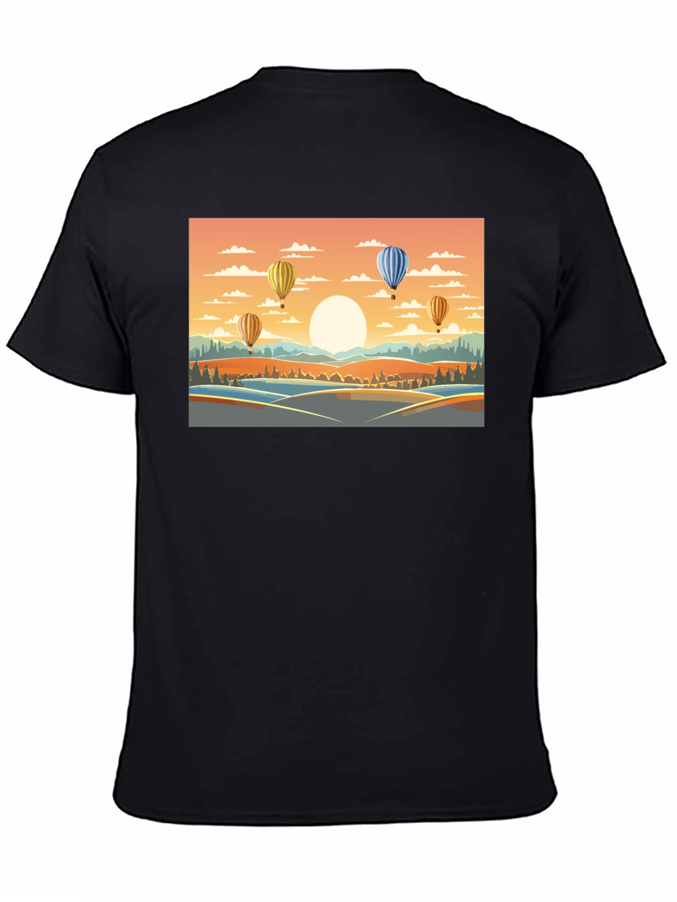 Hot Air Balloon Landscape Graphic Tee