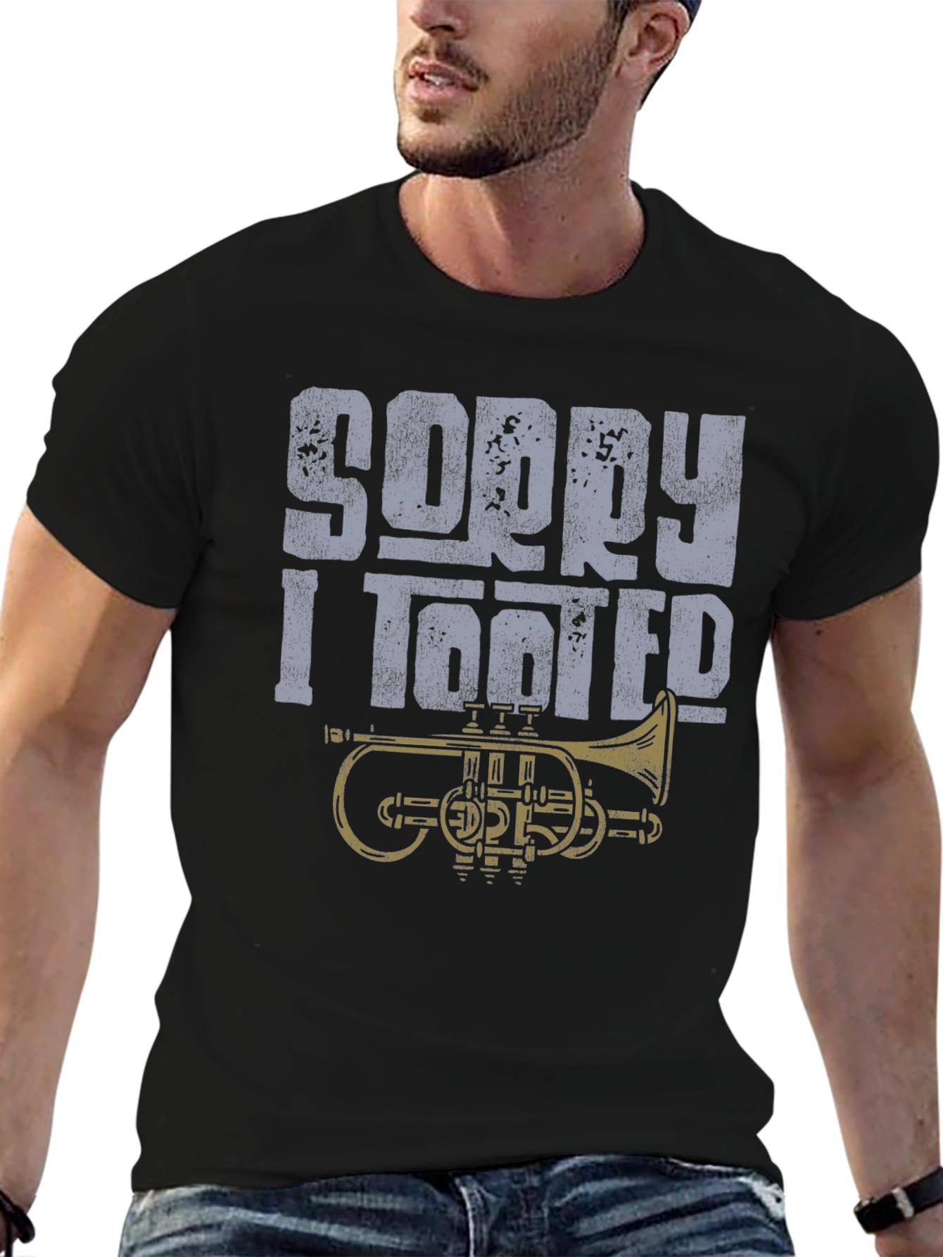 Sorry I Tooted T-Shirt - Funny Trumpet Design