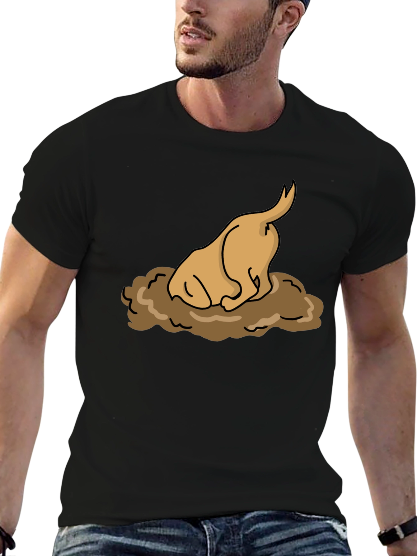 Dog Digging Funny Graphic T-Shirt