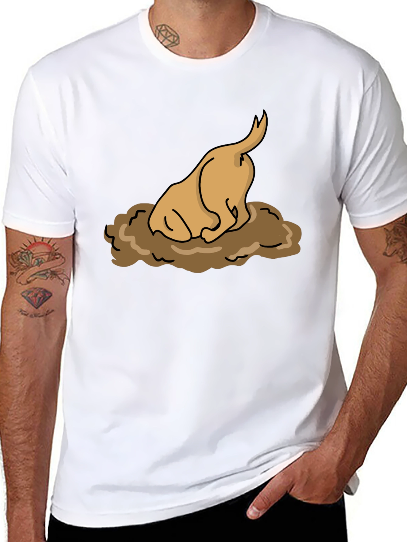 Dog Digging Funny Graphic T-Shirt