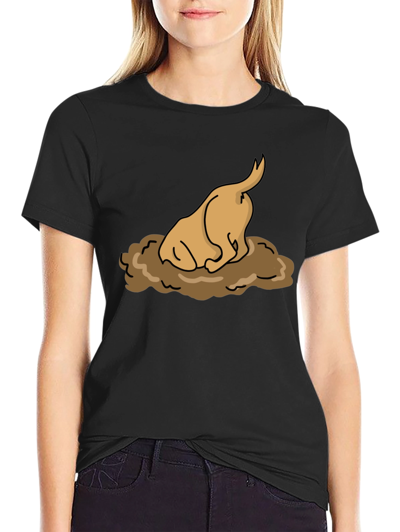 Dog Digging Funny Graphic T-Shirt