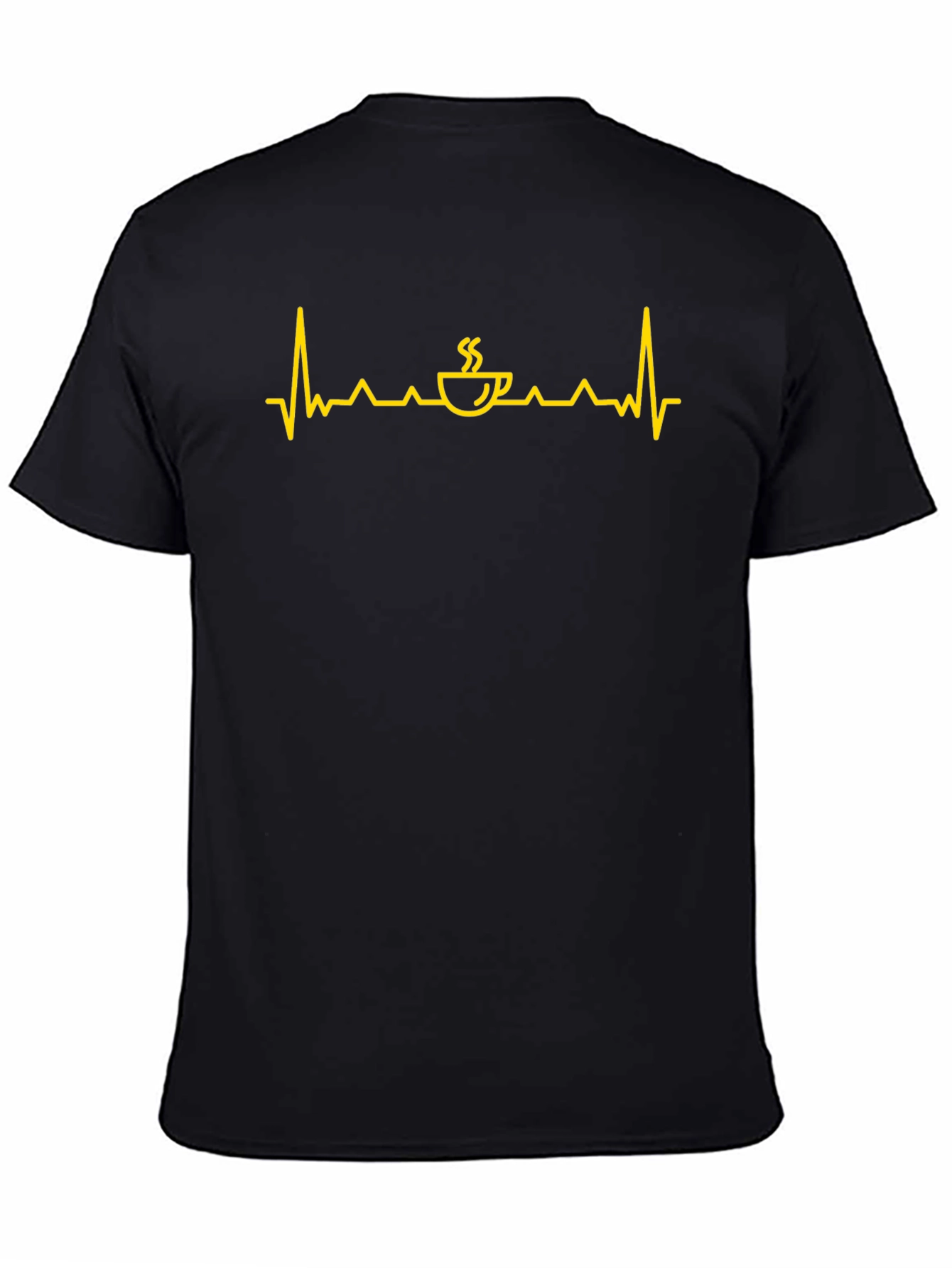 Coffee Heartbeat Graphic Tee - Black Cotton Shirt
