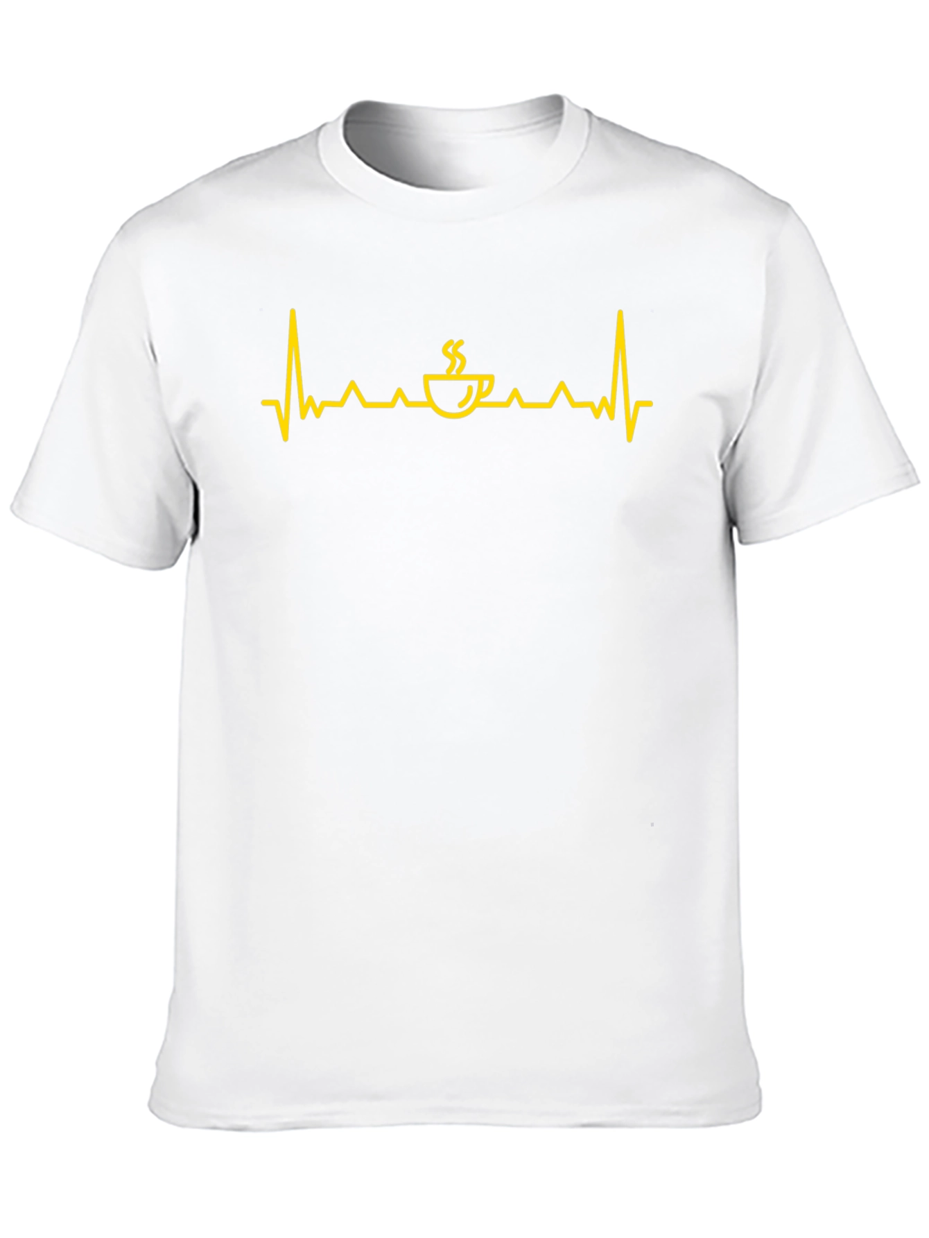 Coffee Heartbeat Graphic Tee - Black Cotton Shirt