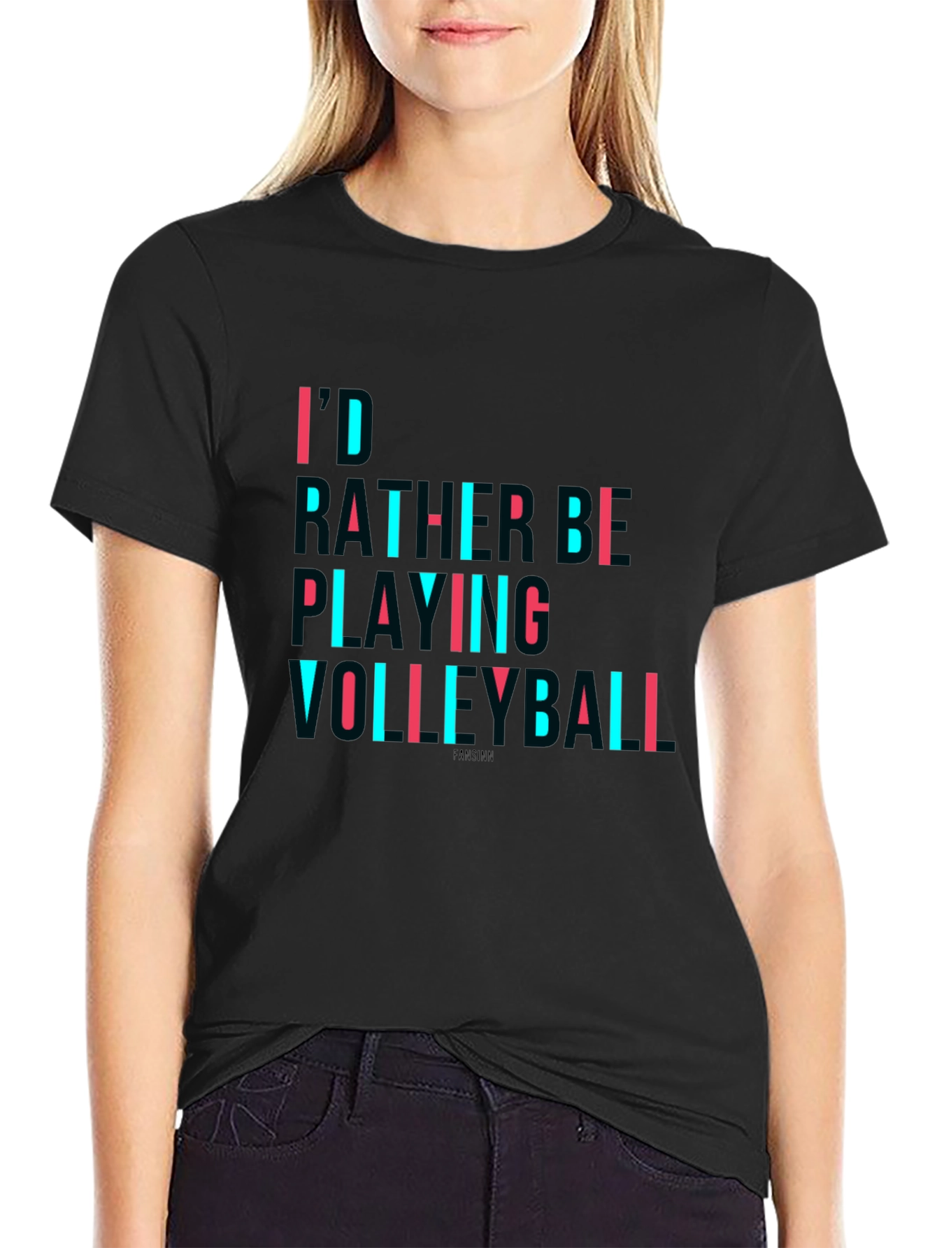 Volleyball Graphic T-Shirt - Black Crew Neck Tee