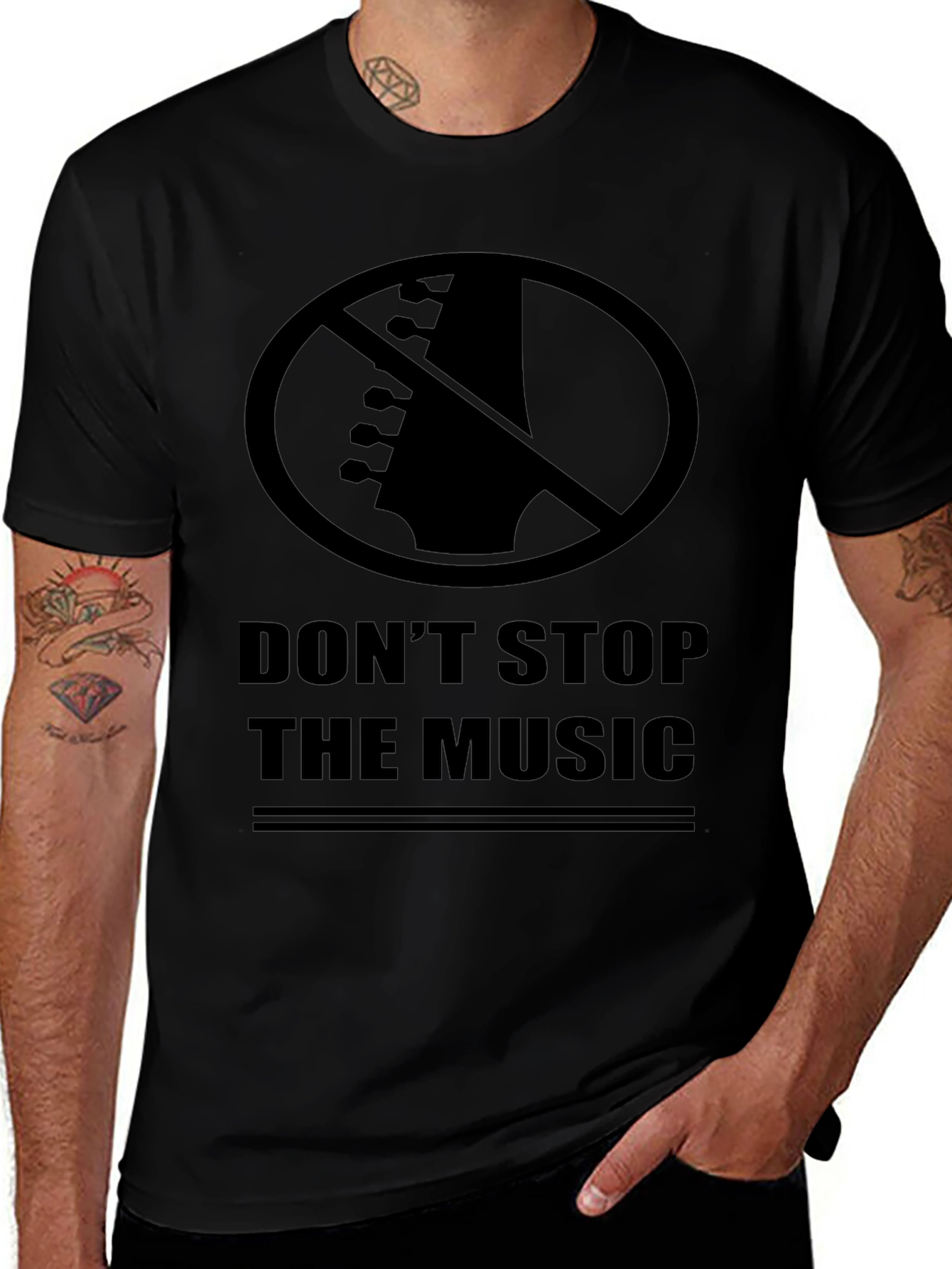 Dont Stop The Music Graphic Tee - Black