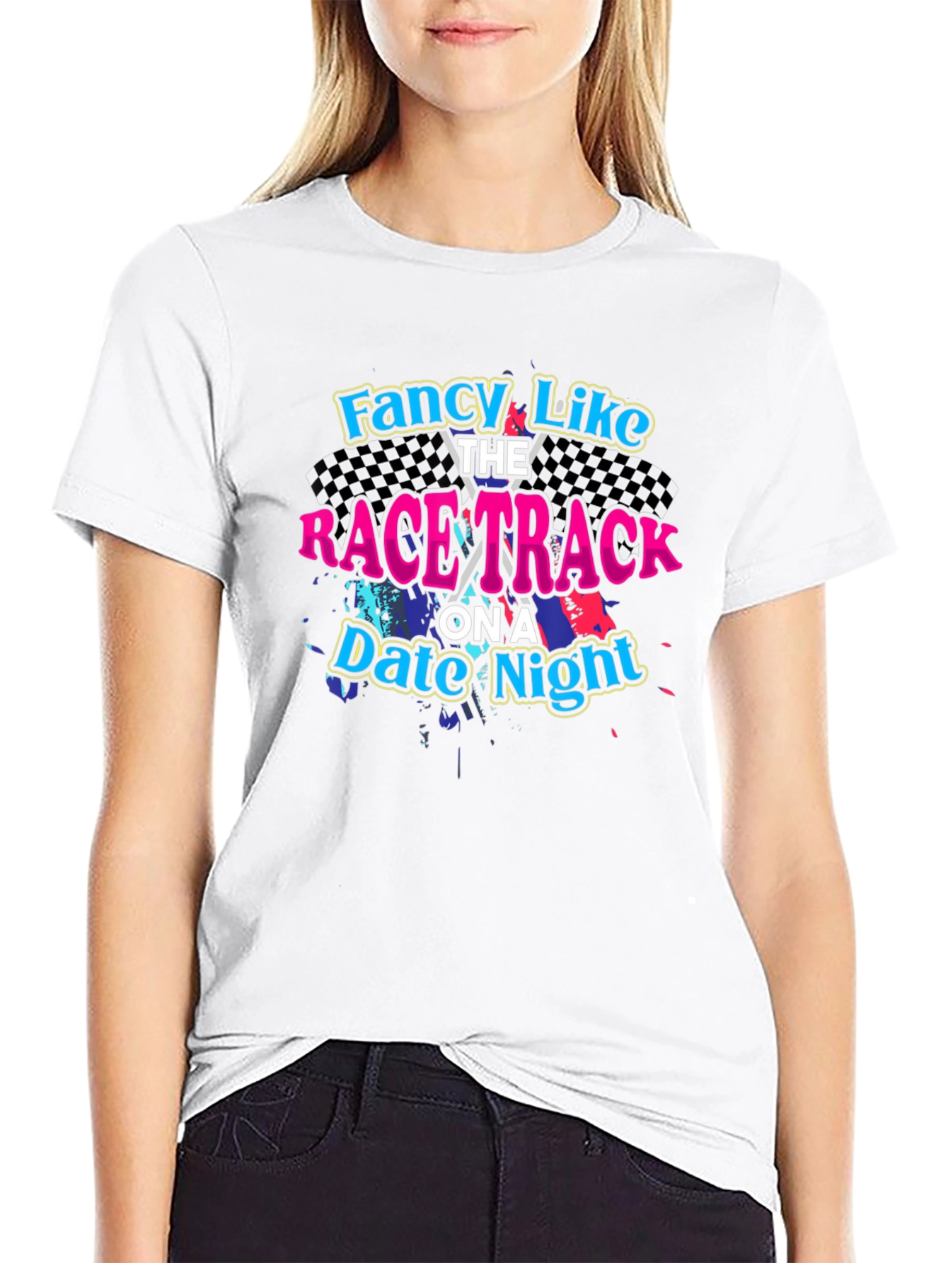 Fancy Like Race Track Date Night Black T-Shirt