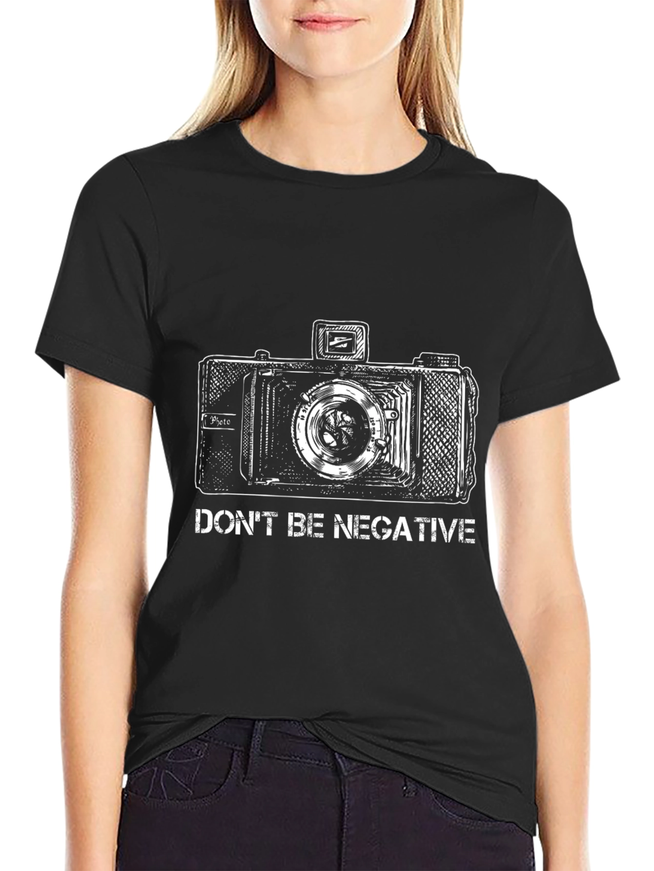 Dont Be Negative Camera Graphic T-Shirt