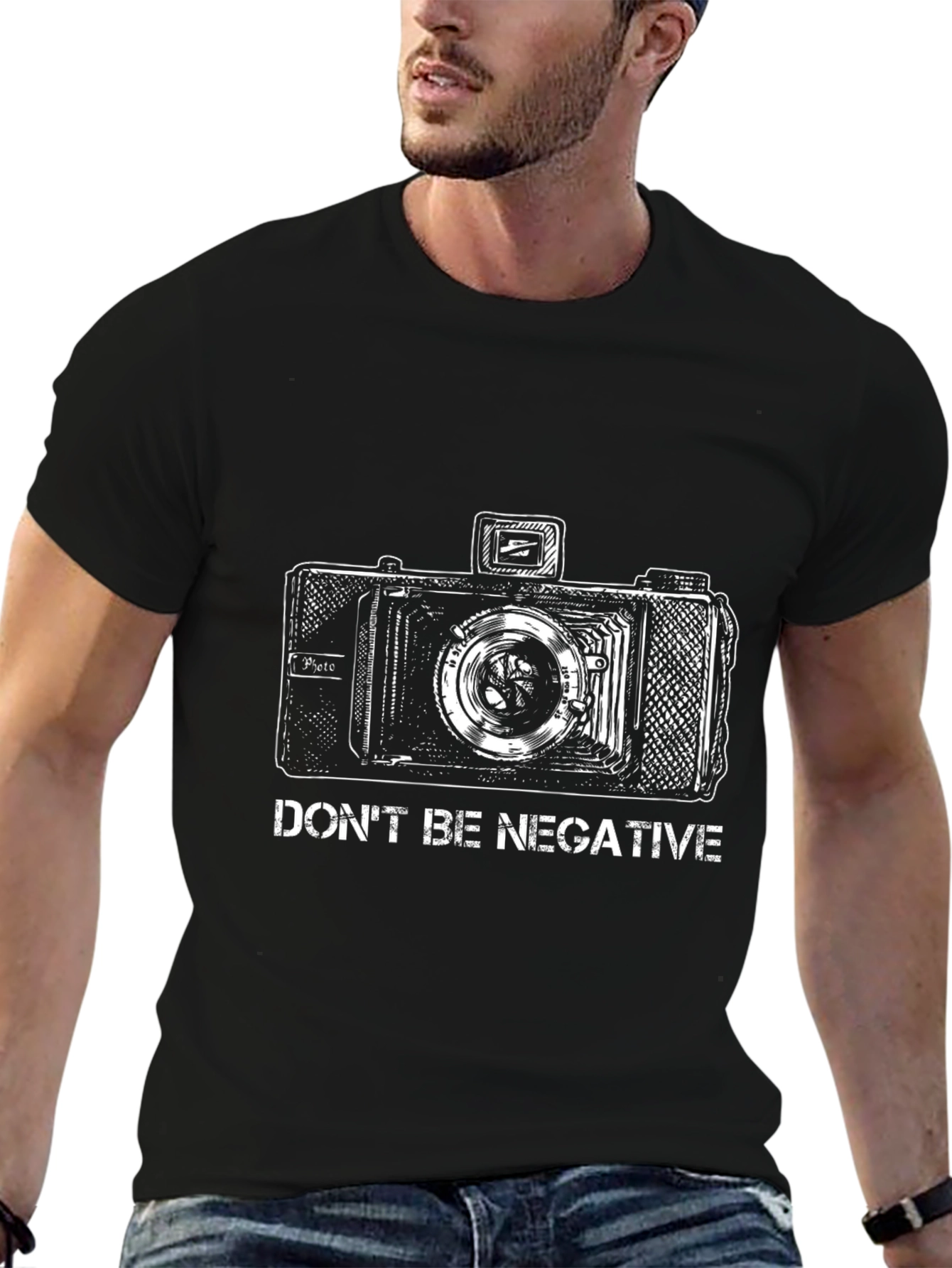 Dont Be Negative Camera Graphic T-Shirt