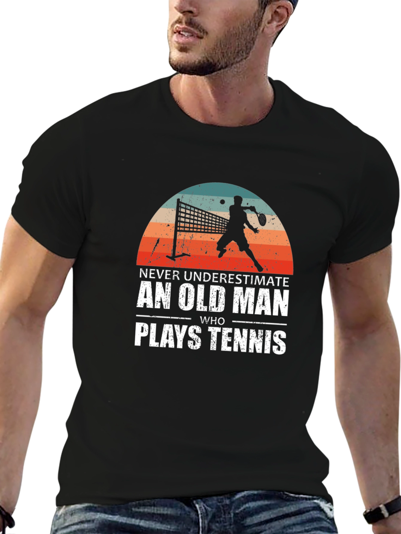 Never Underestimate Old Man Tennis T-Shirt