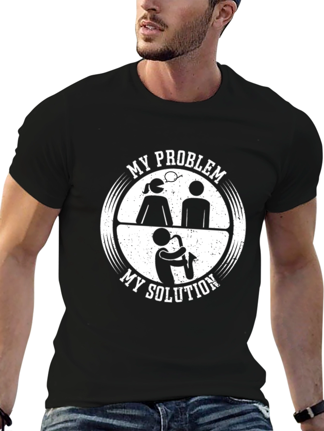 My Problem My Solution Saxophone Black T-Shirt
