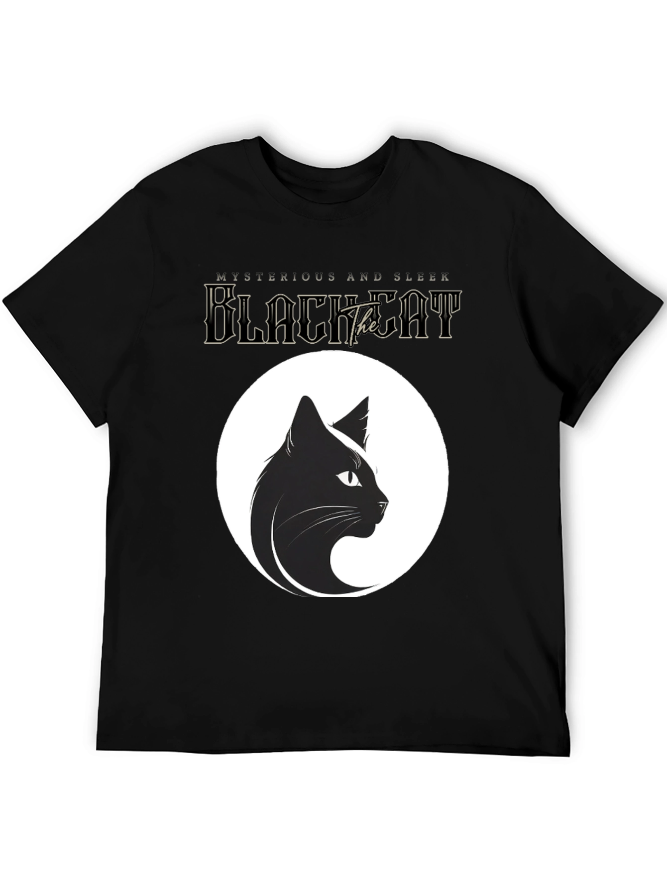 Mysterious Black Cat Graphic Tee - Sleek Design