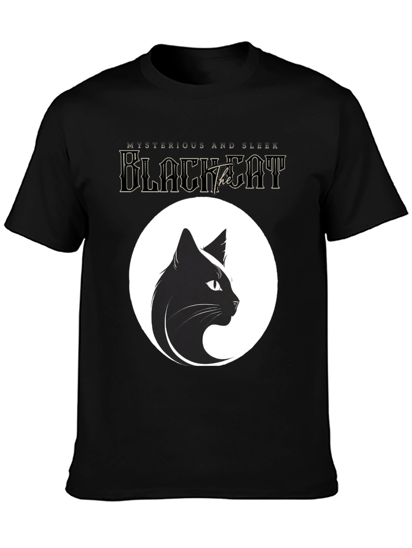 Mysterious Black Cat Graphic Tee - Sleek Design