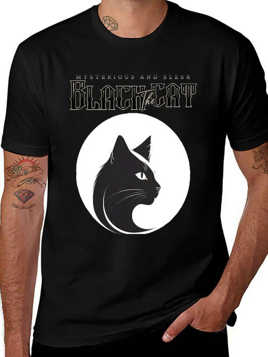 Mysterious Black Cat Graphic Tee - Sleek Design