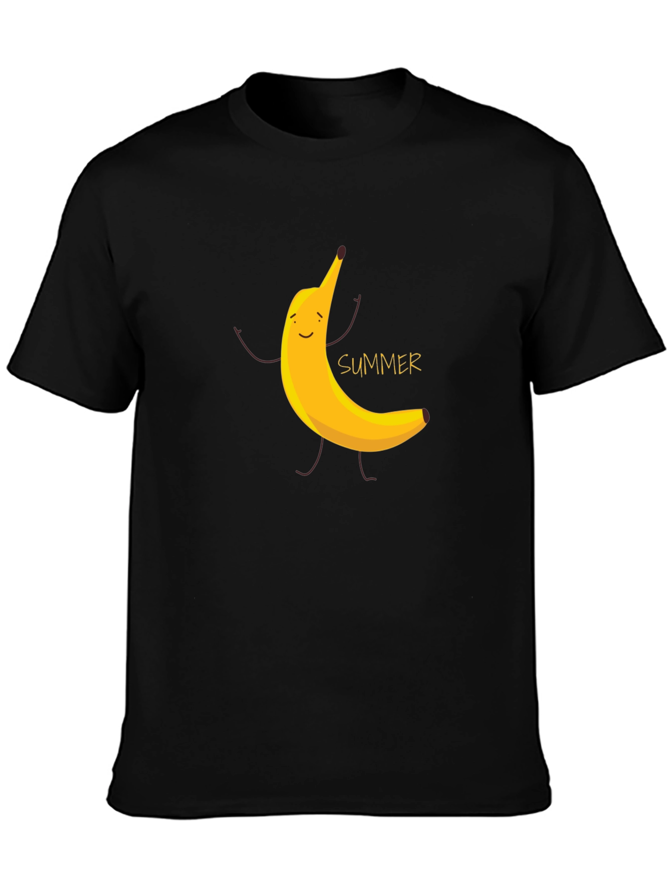 Summer Banana Graphic Tee - Black Cotton T-Shirt