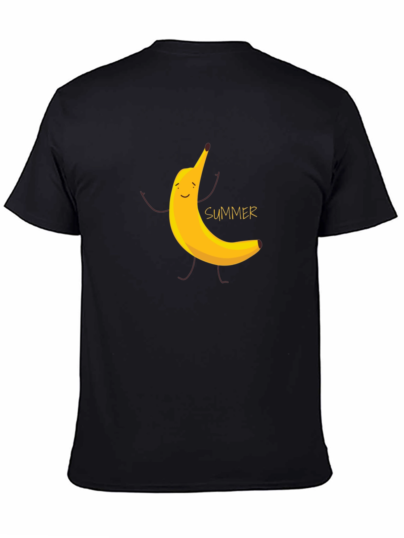 Summer Banana Graphic Tee - Black Cotton T-Shirt