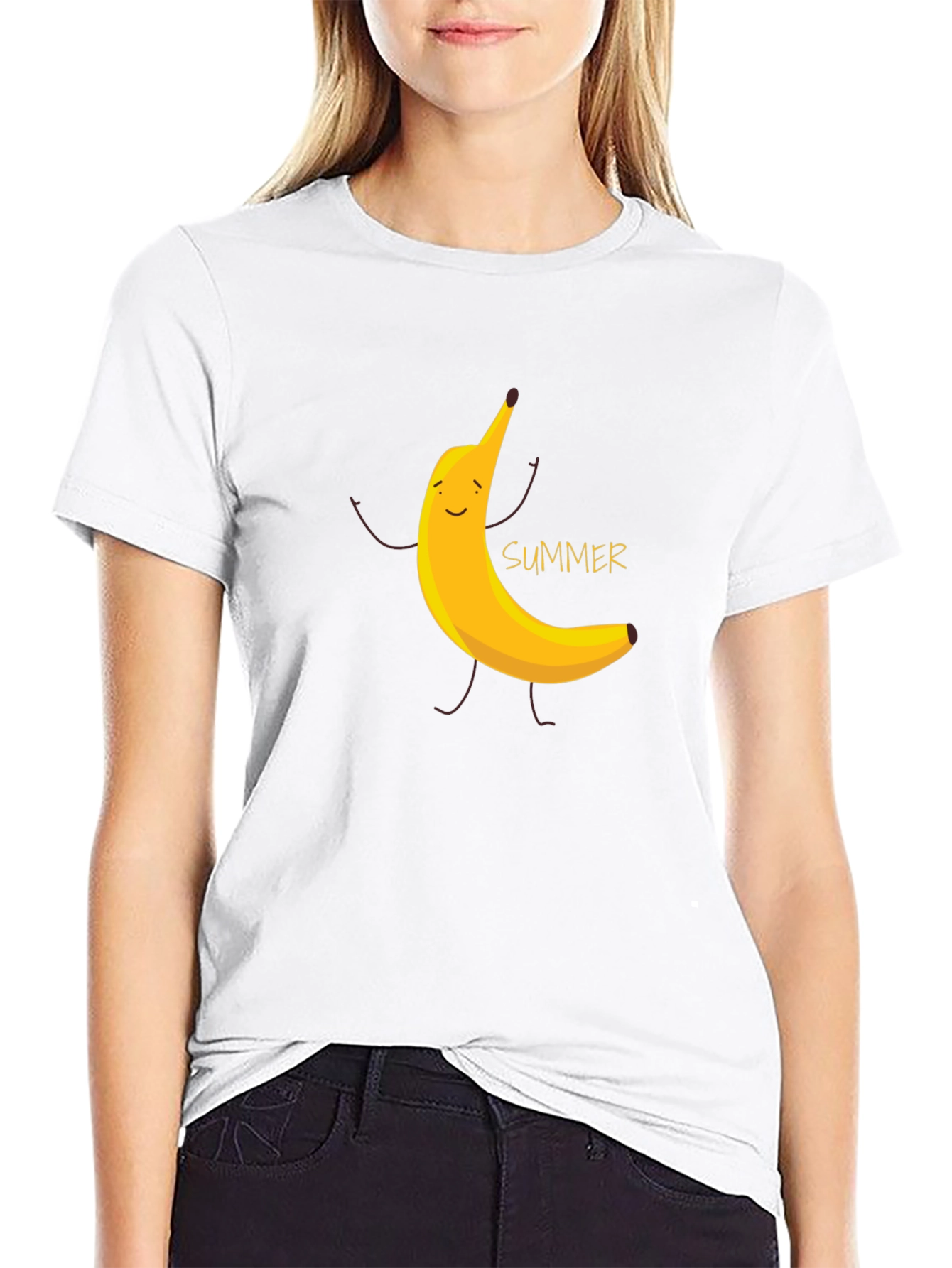 Summer Banana Graphic Tee - Black Cotton T-Shirt
