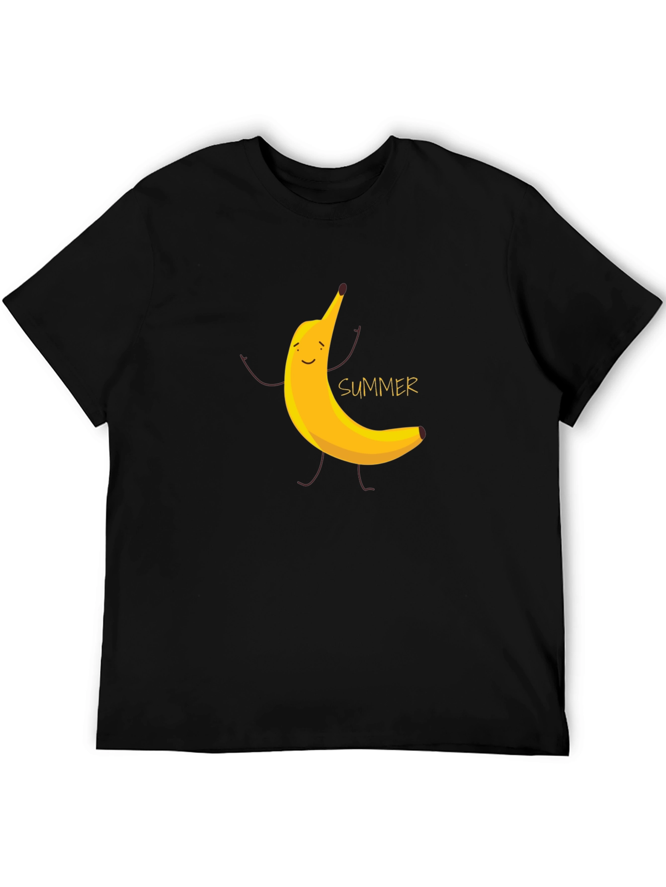 Summer Banana Graphic Tee - Black Cotton T-Shirt