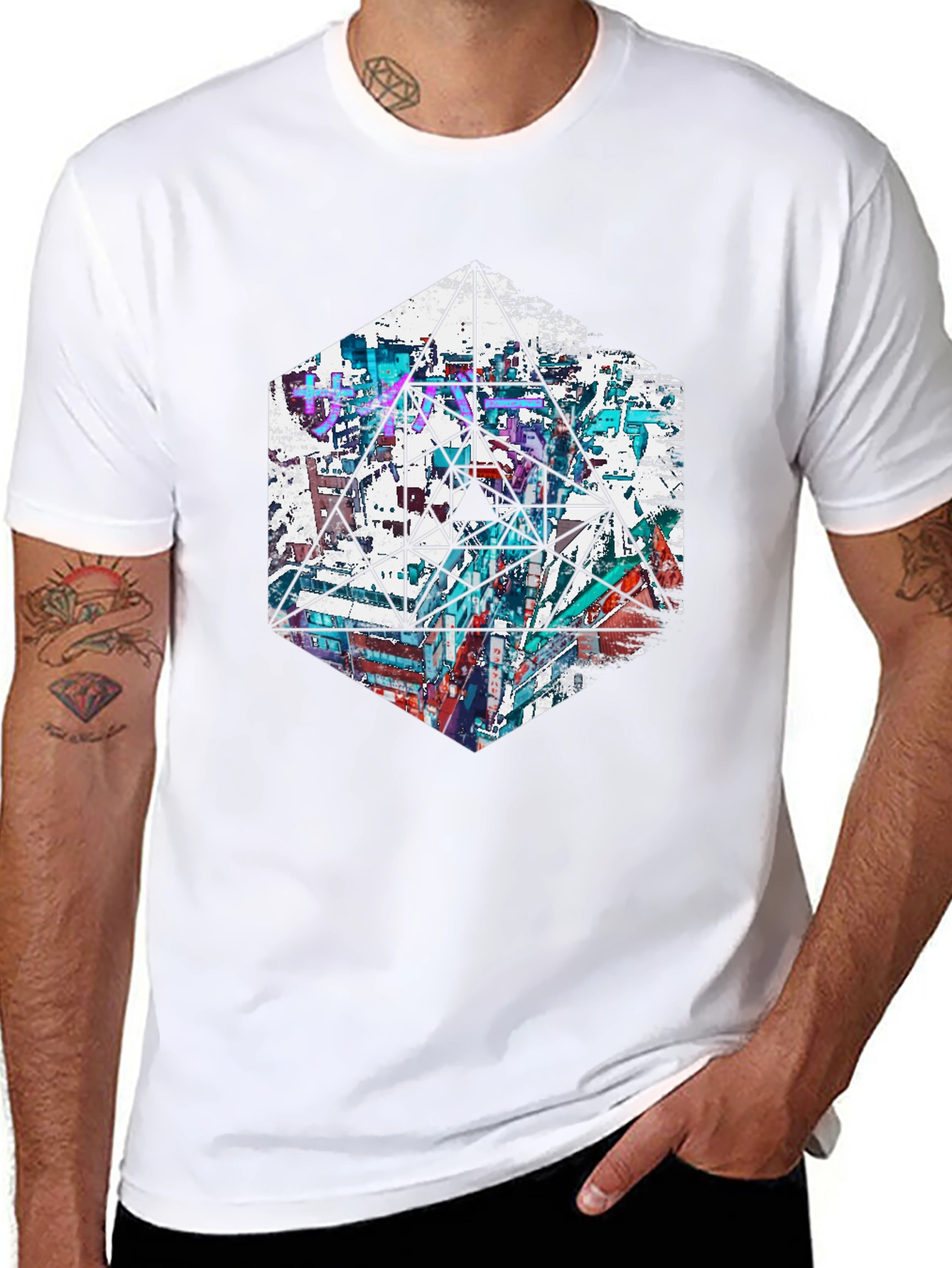 Geometric Cityscape Graphic Tee
