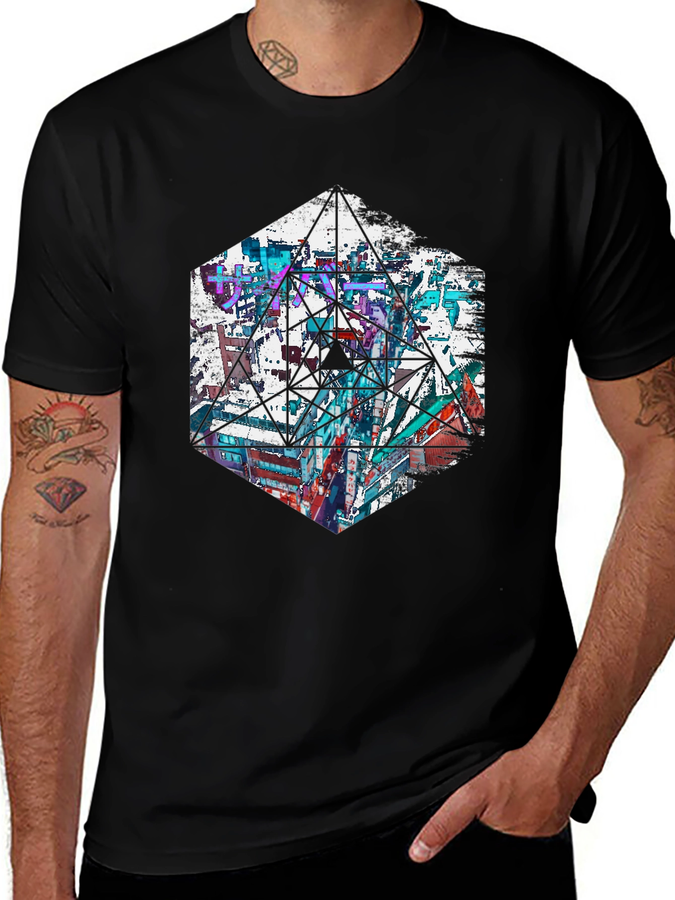Geometric Cityscape Graphic Tee