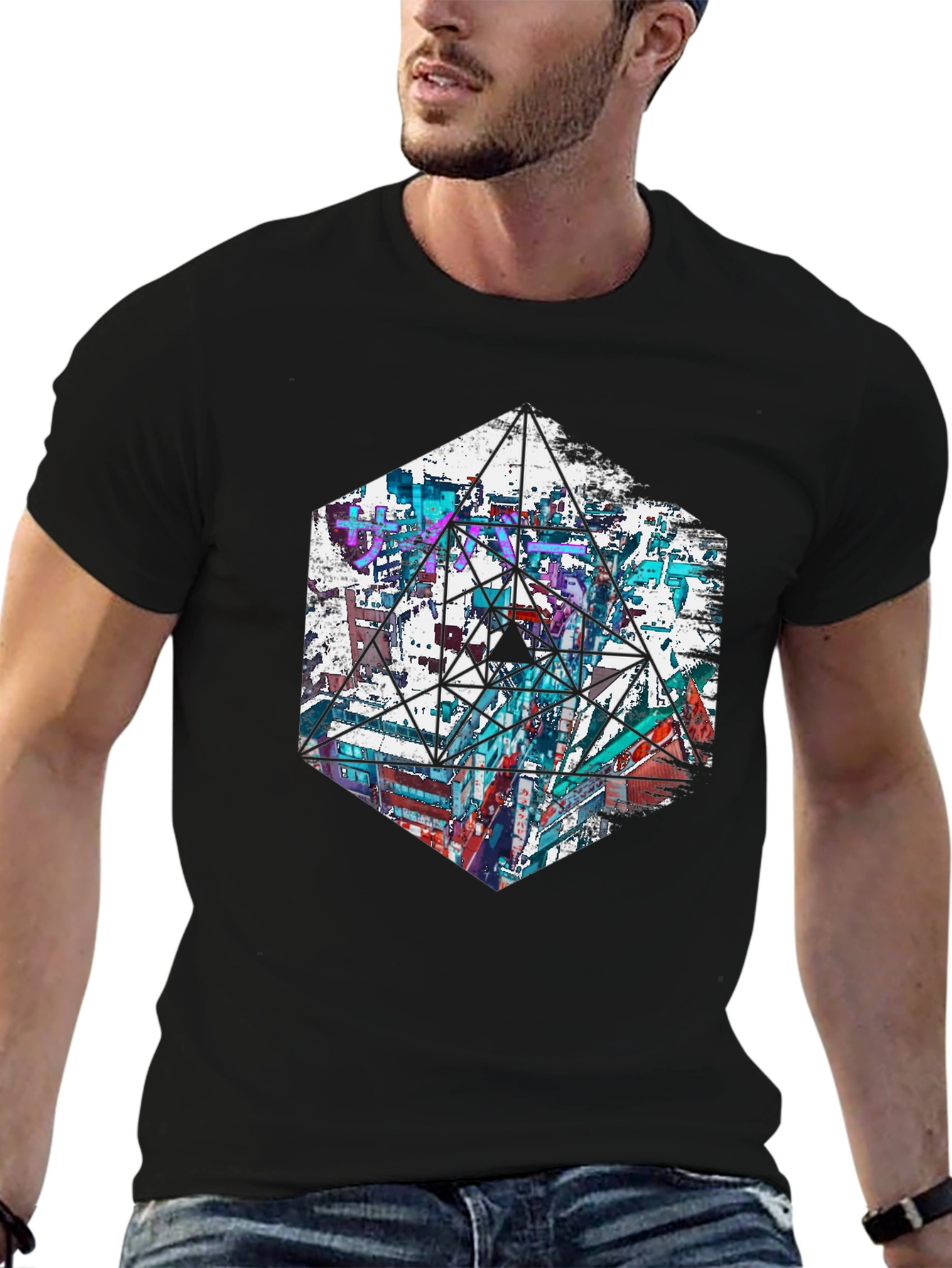 Geometric Cityscape Graphic Tee