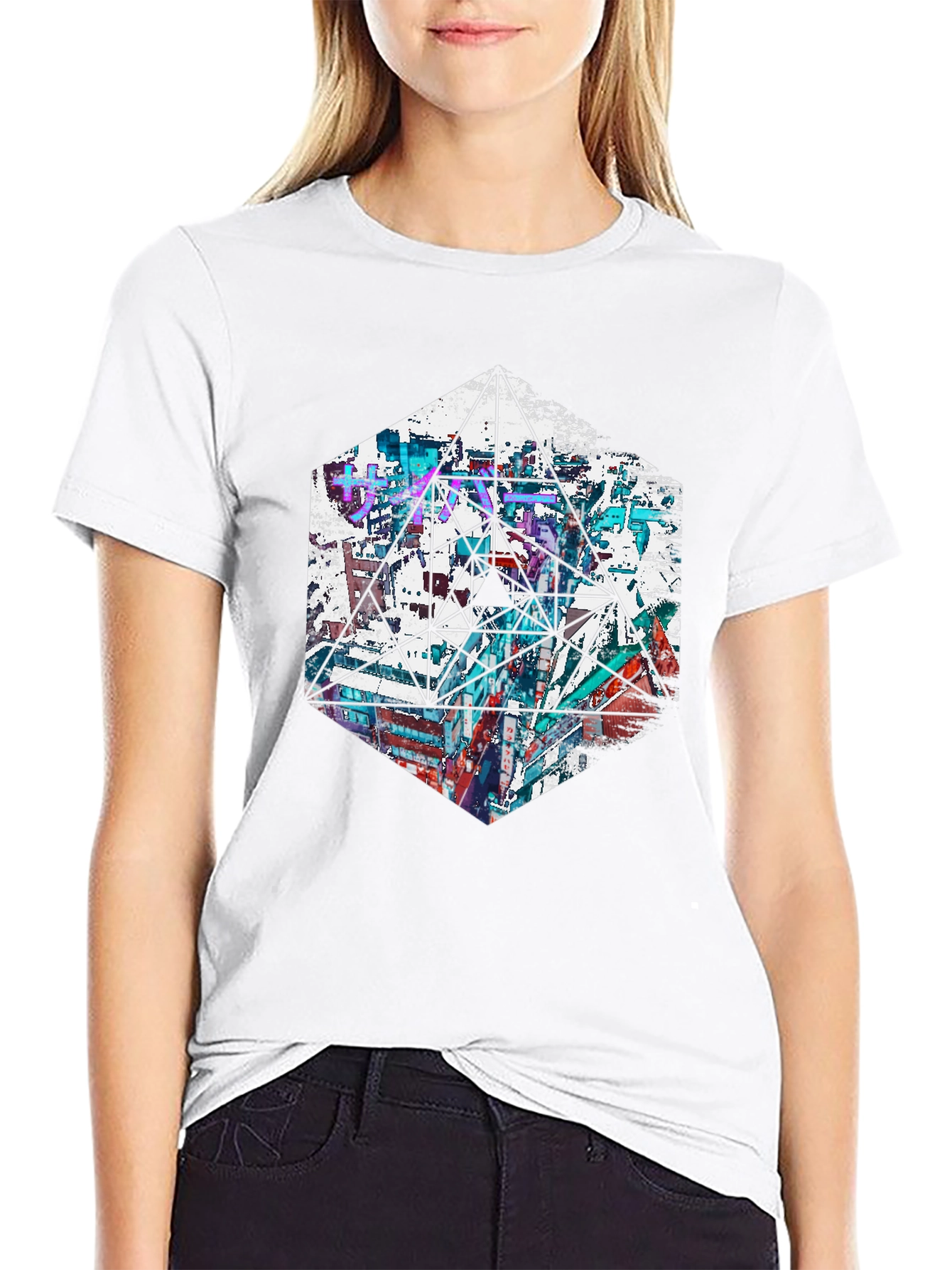 Geometric Cityscape Graphic Tee