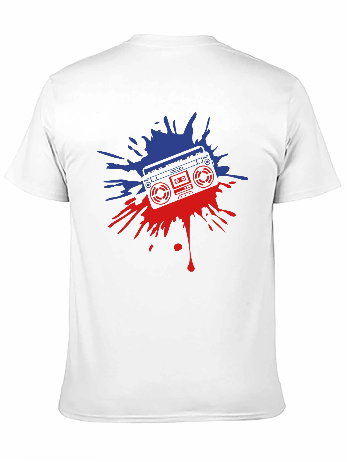 Retro Boombox Graphic Tee - Black Cotton T-Shirt