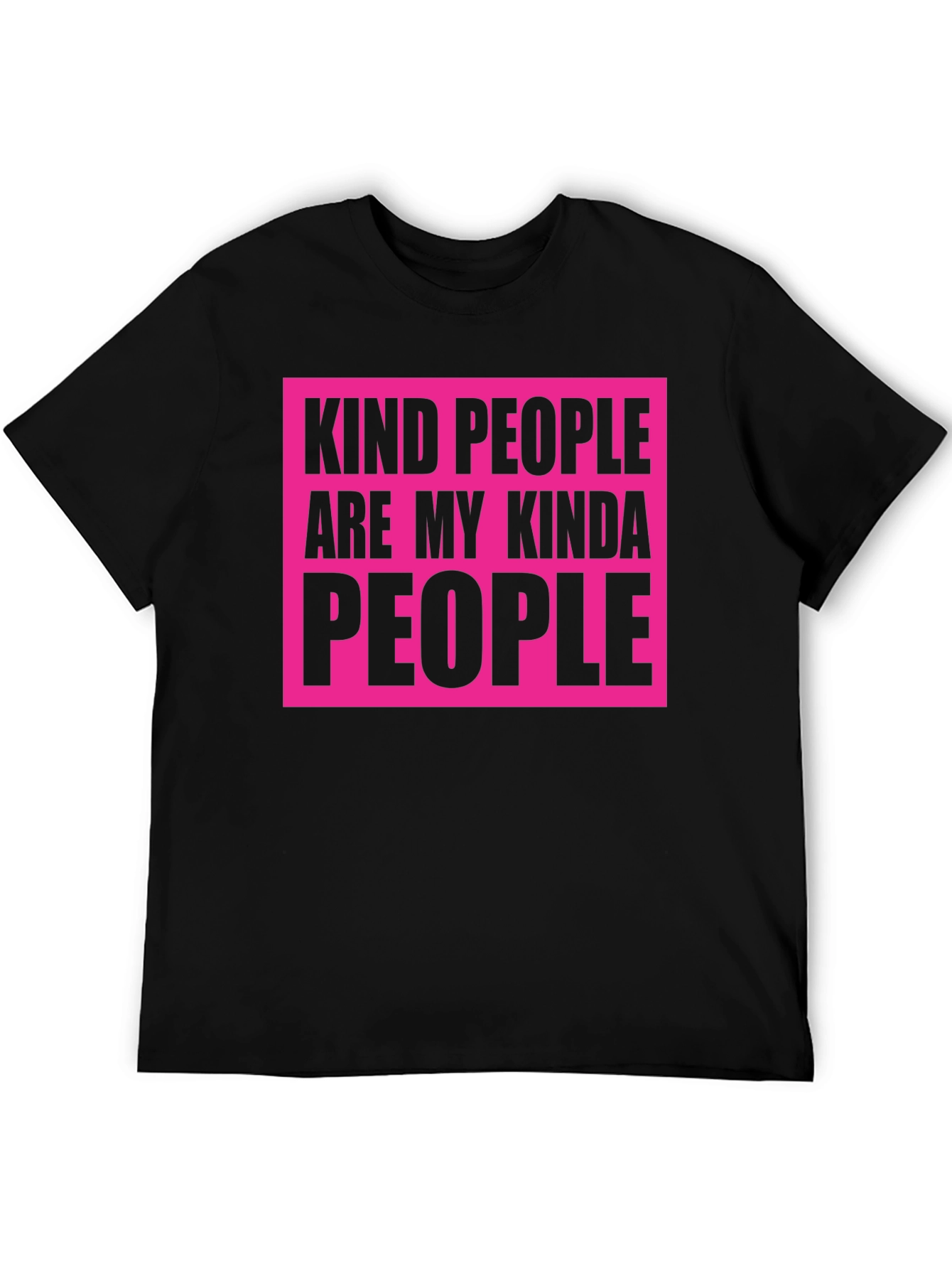 Kind People T-Shirt - Black with Bold Pink Design