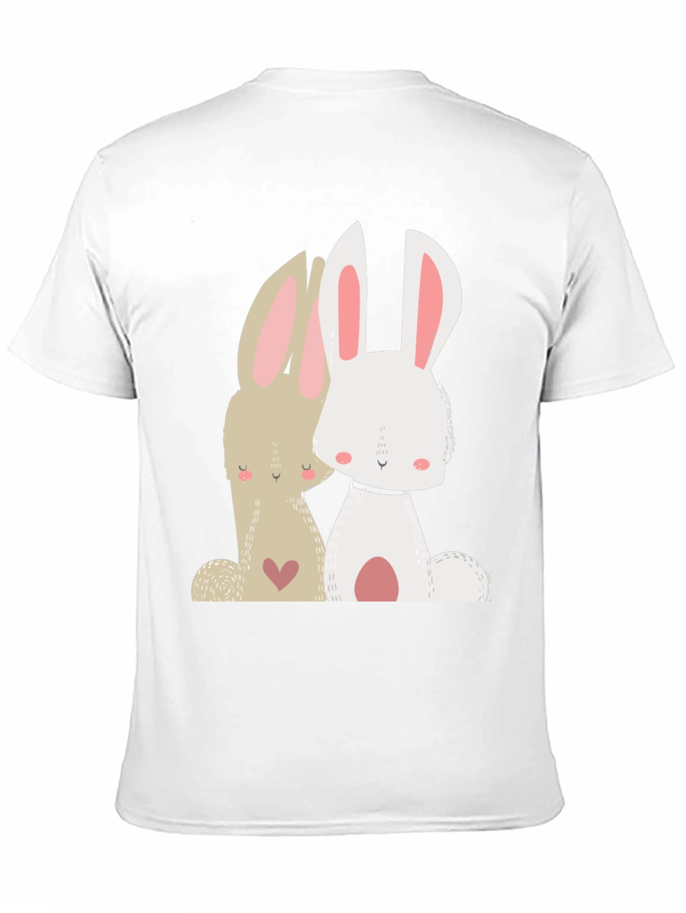 Cute Bunny Graphic Tee - Black Cotton Blend T-Shirt