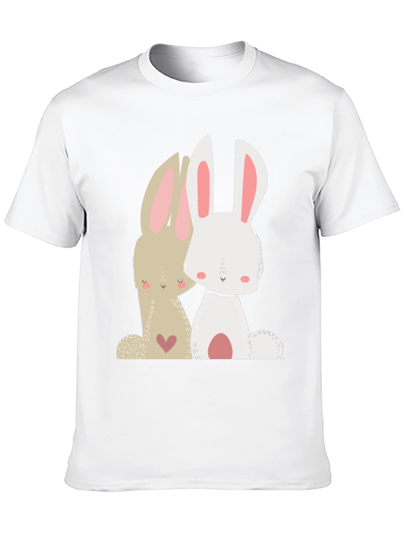 Cute Bunny Graphic Tee - Black Cotton Blend T-Shirt