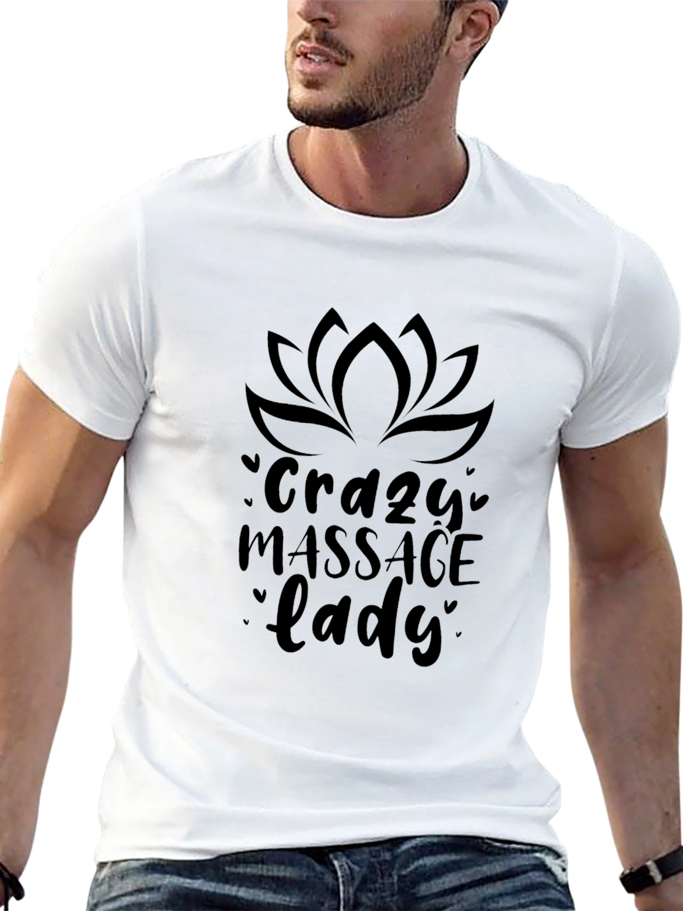 Crazy Massage Lady Black T-Shirt