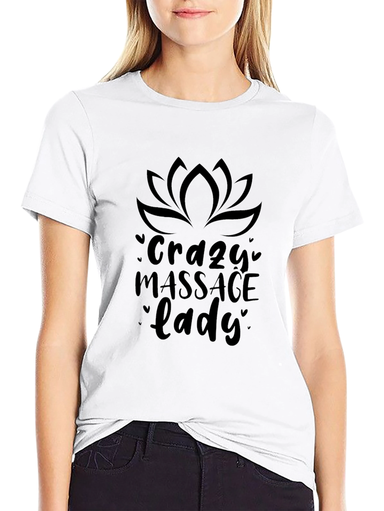 Crazy Massage Lady Black T-Shirt