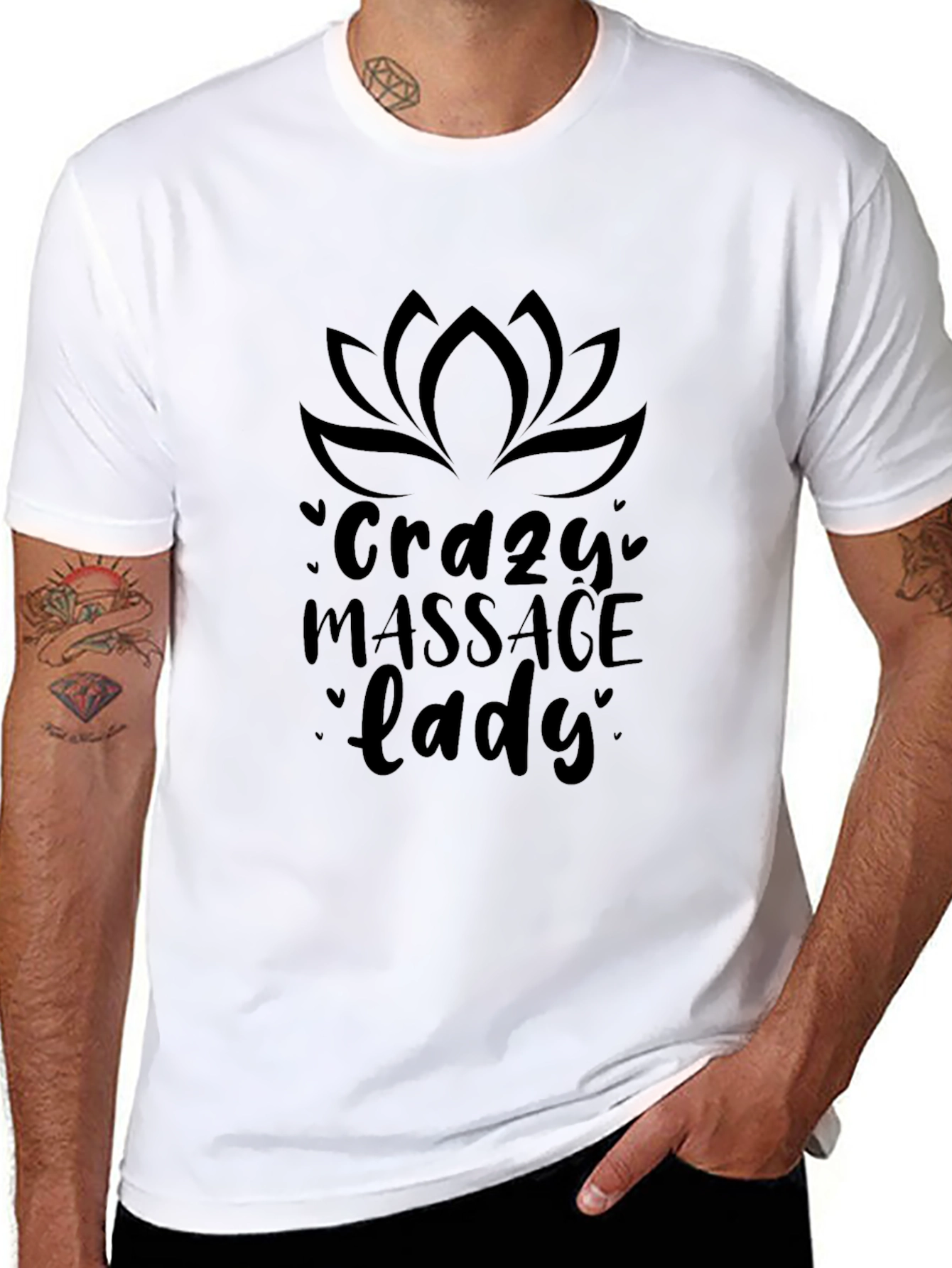 Crazy Massage Lady Black T-Shirt