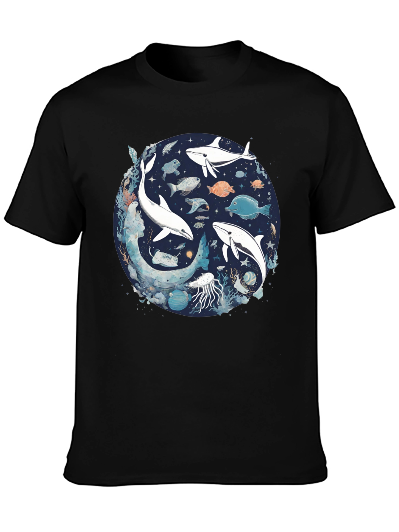 Ocean Life Graphic Tee - Unisex Black T-Shirt