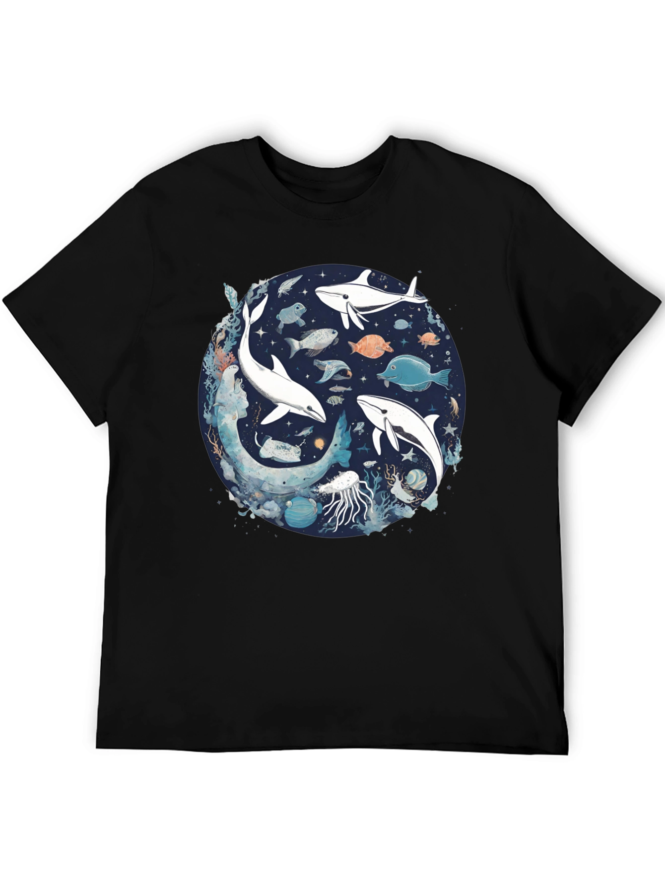 Ocean Life Graphic Tee - Unisex Black T-Shirt