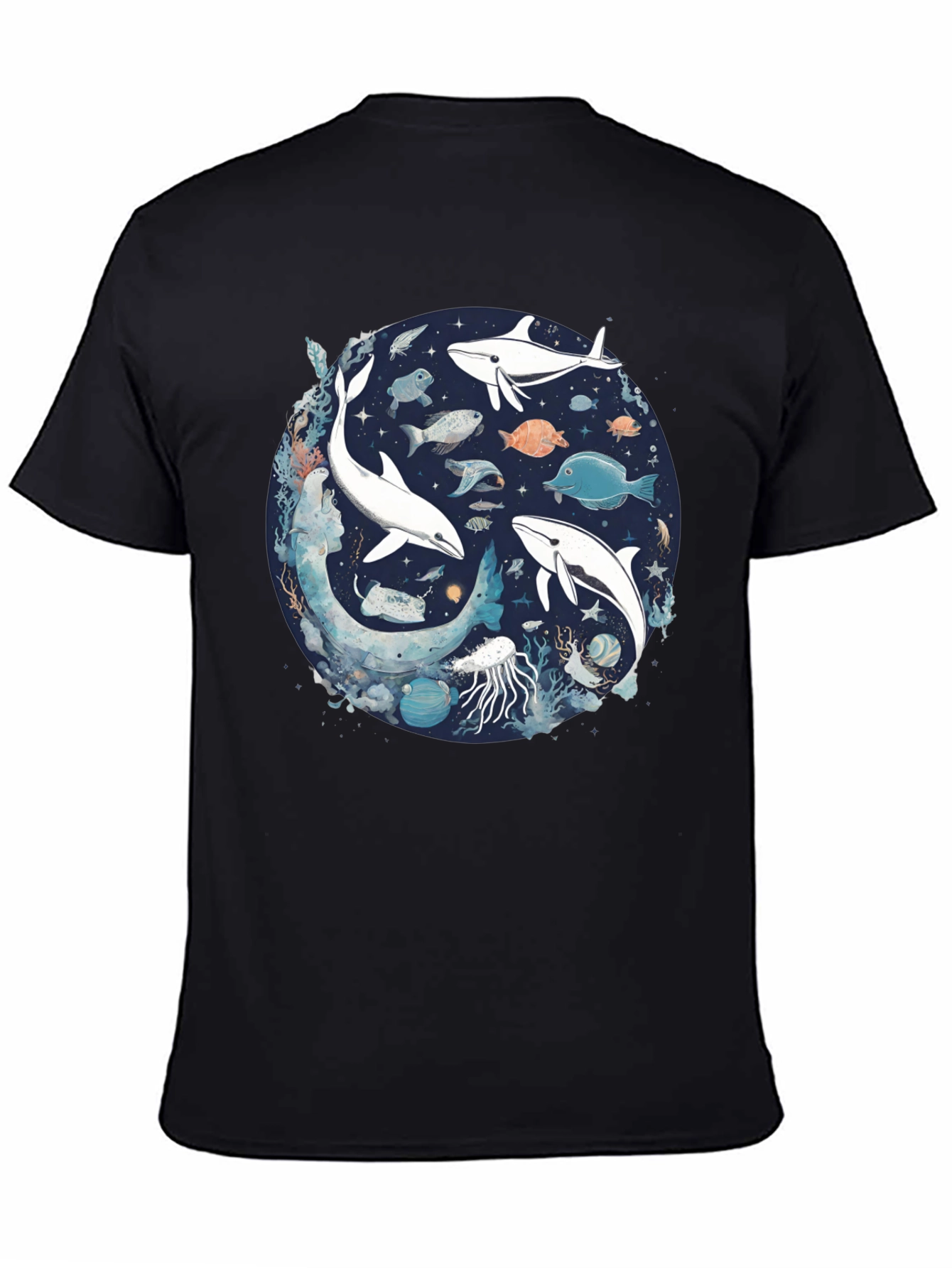 Ocean Life Graphic Tee - Unisex Black T-Shirt