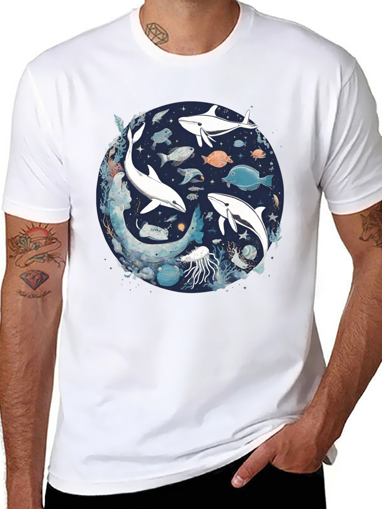 Ocean Life Graphic Tee - Unisex Black T-Shirt