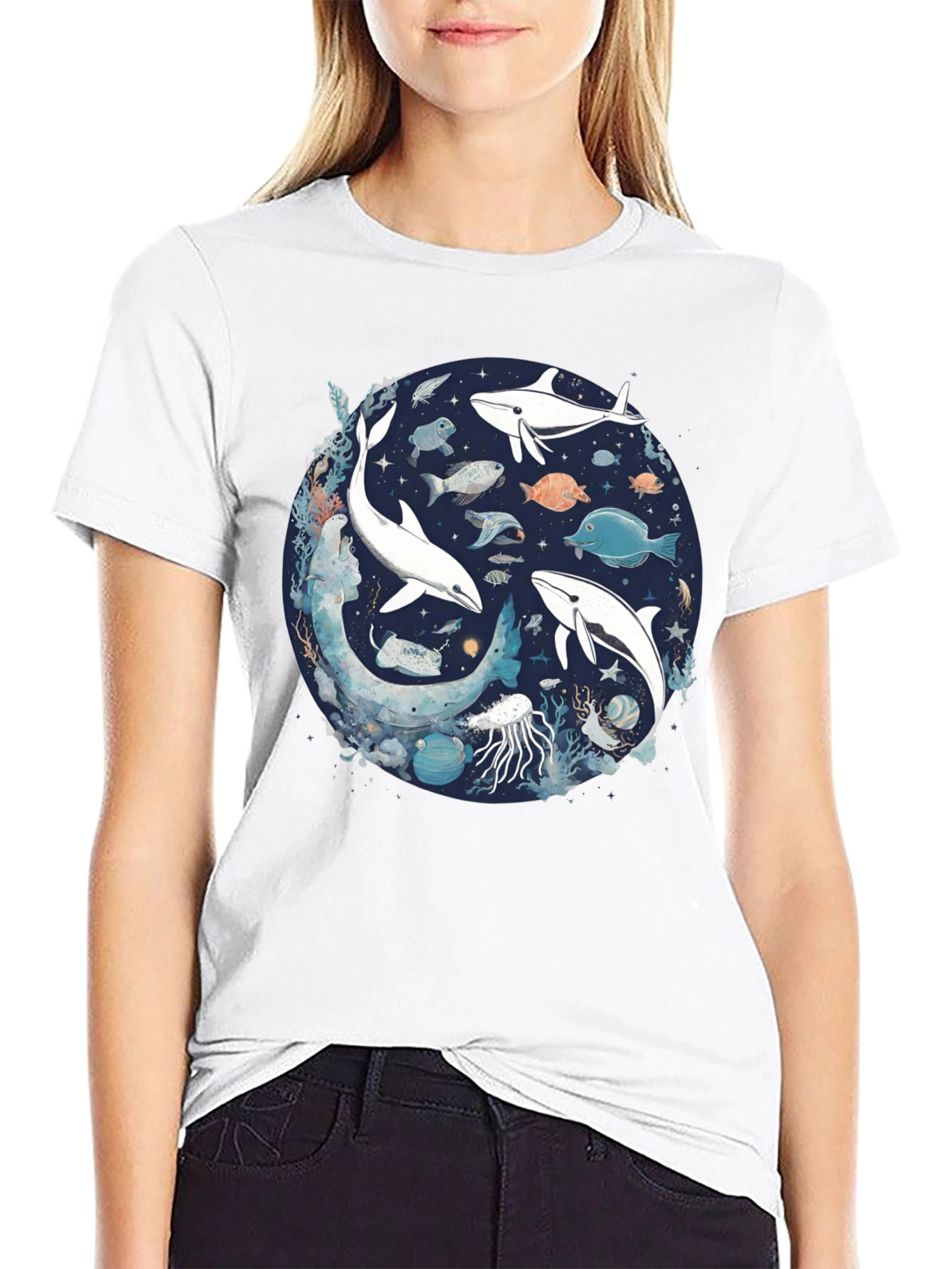 Ocean Life Graphic Tee - Unisex Black T-Shirt