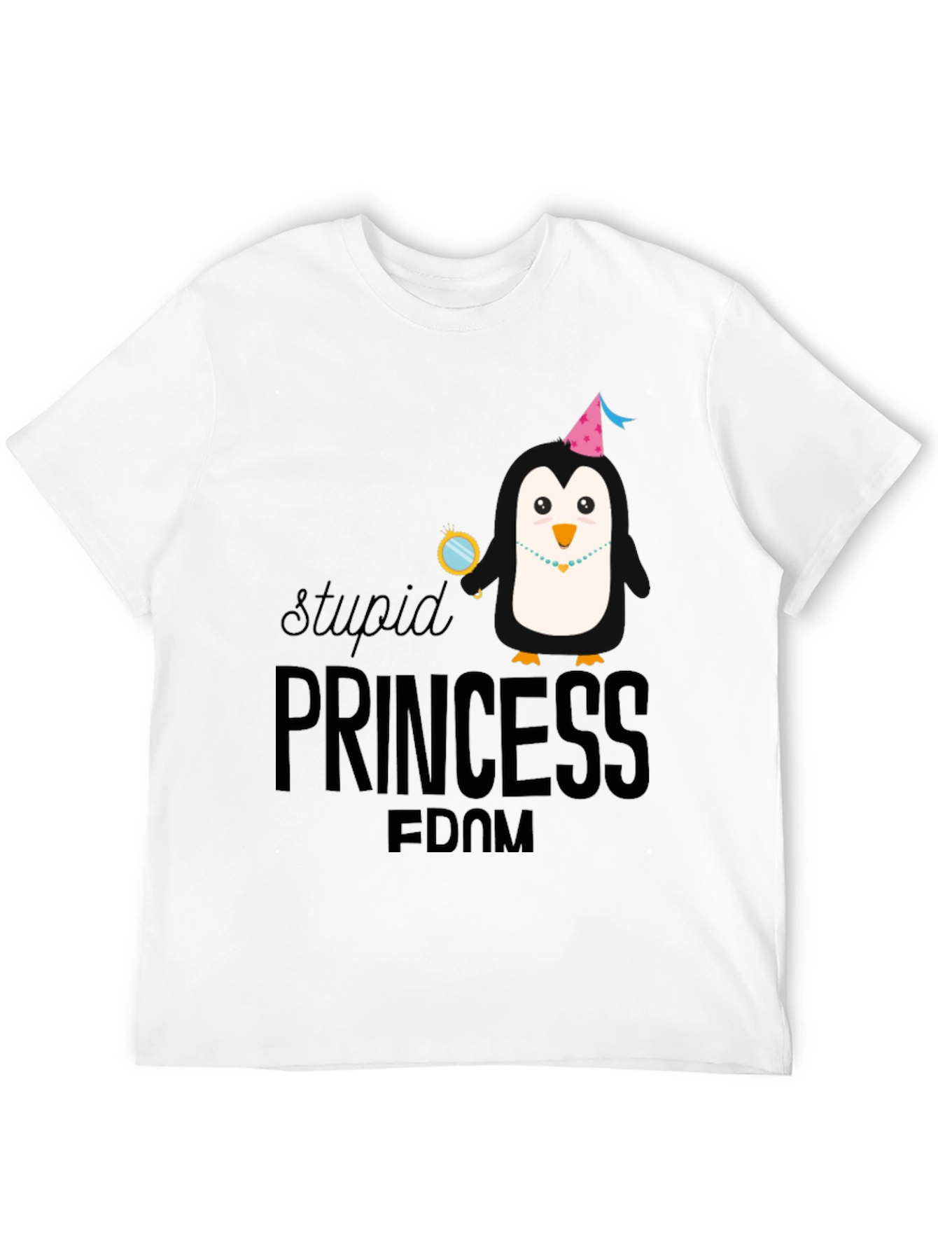 Stupid Princess Penguin Graphic T-Shirt
