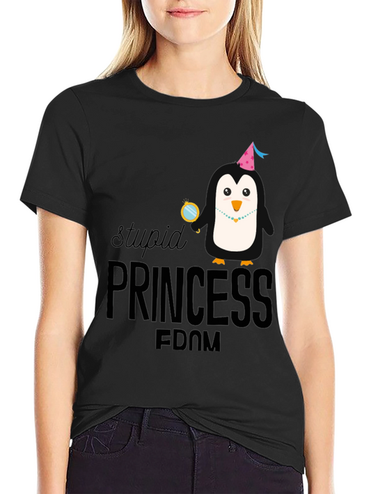 Stupid Princess Penguin Graphic T-Shirt