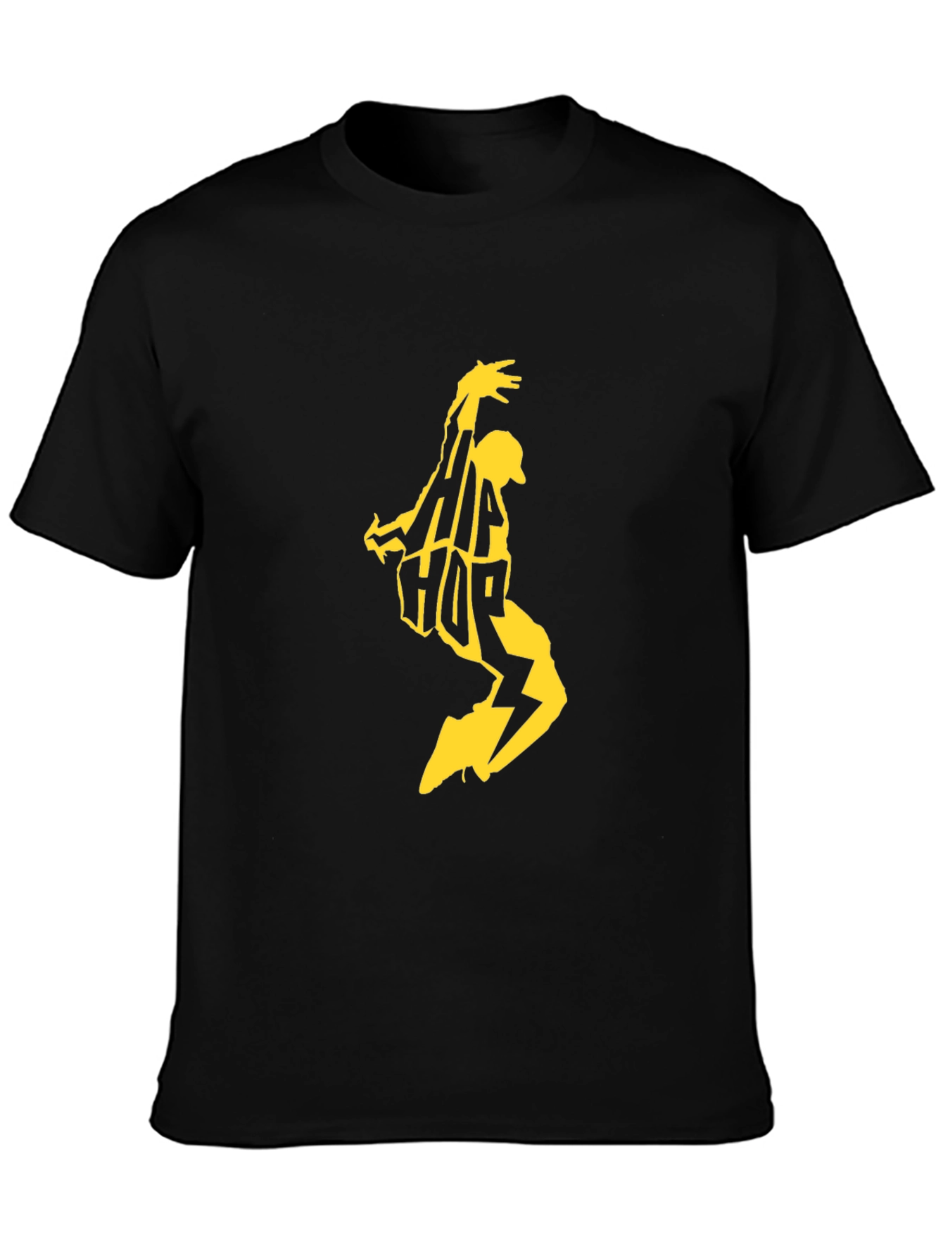 Hip Hop Graphic Tee - Black Cotton Blend T-Shirt