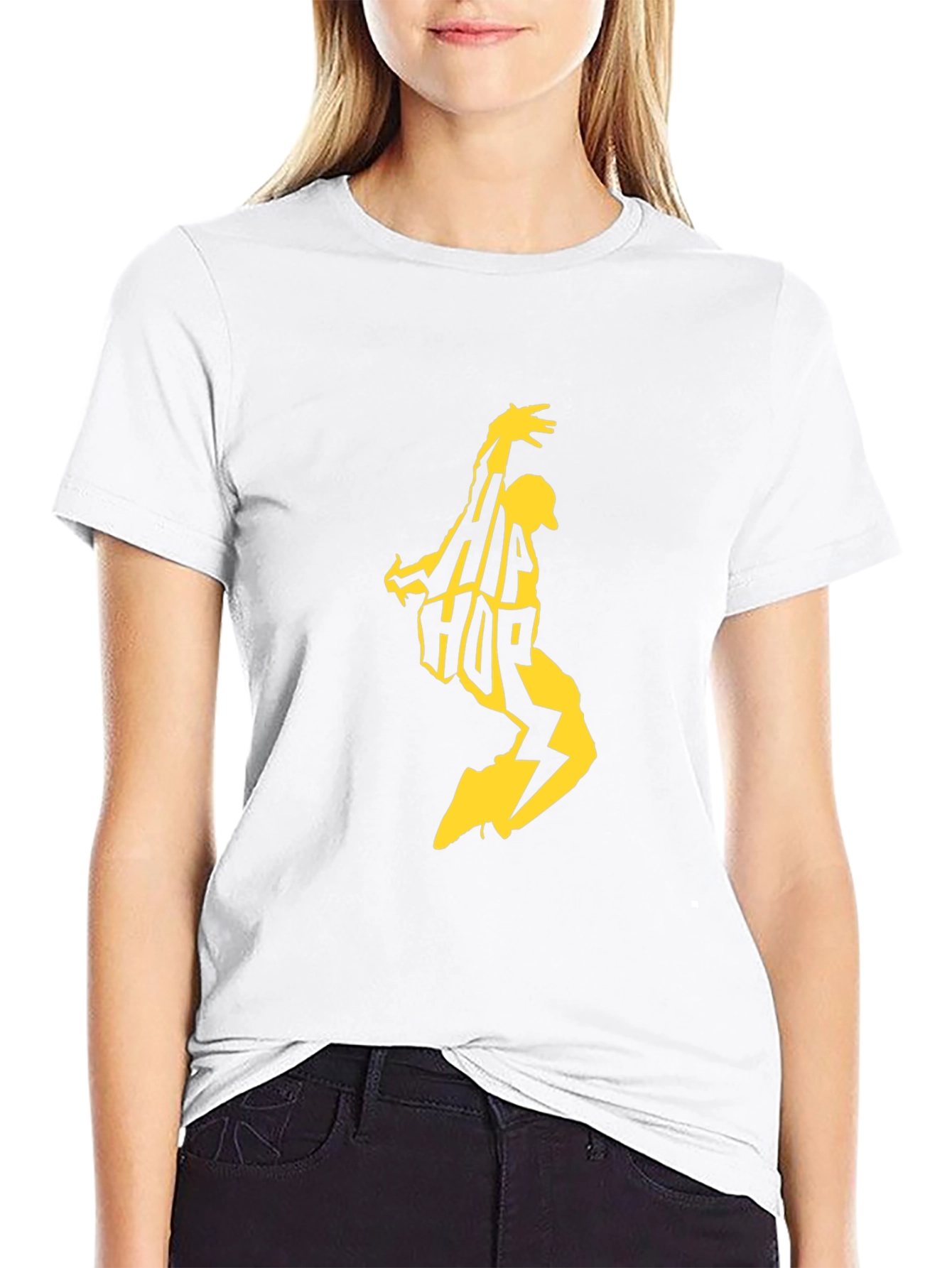 Hip Hop Graphic Tee - Black Cotton Blend T-Shirt