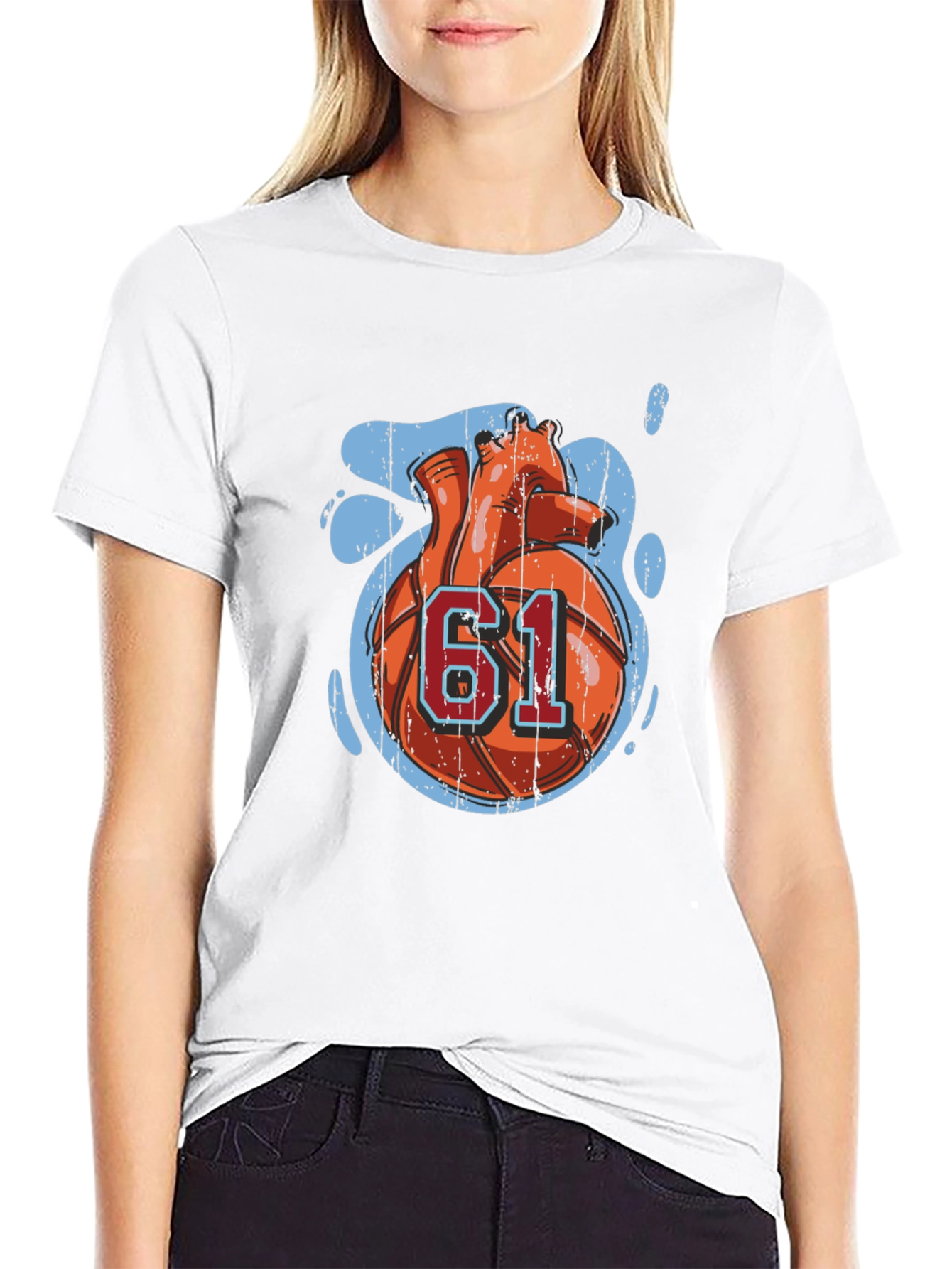 Basketball Heart Number 61 Graphic Tee