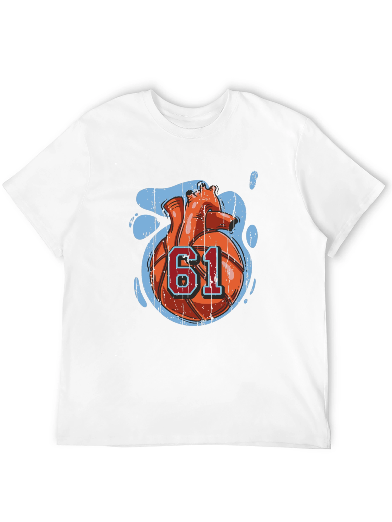 Basketball Heart Number 61 Graphic Tee