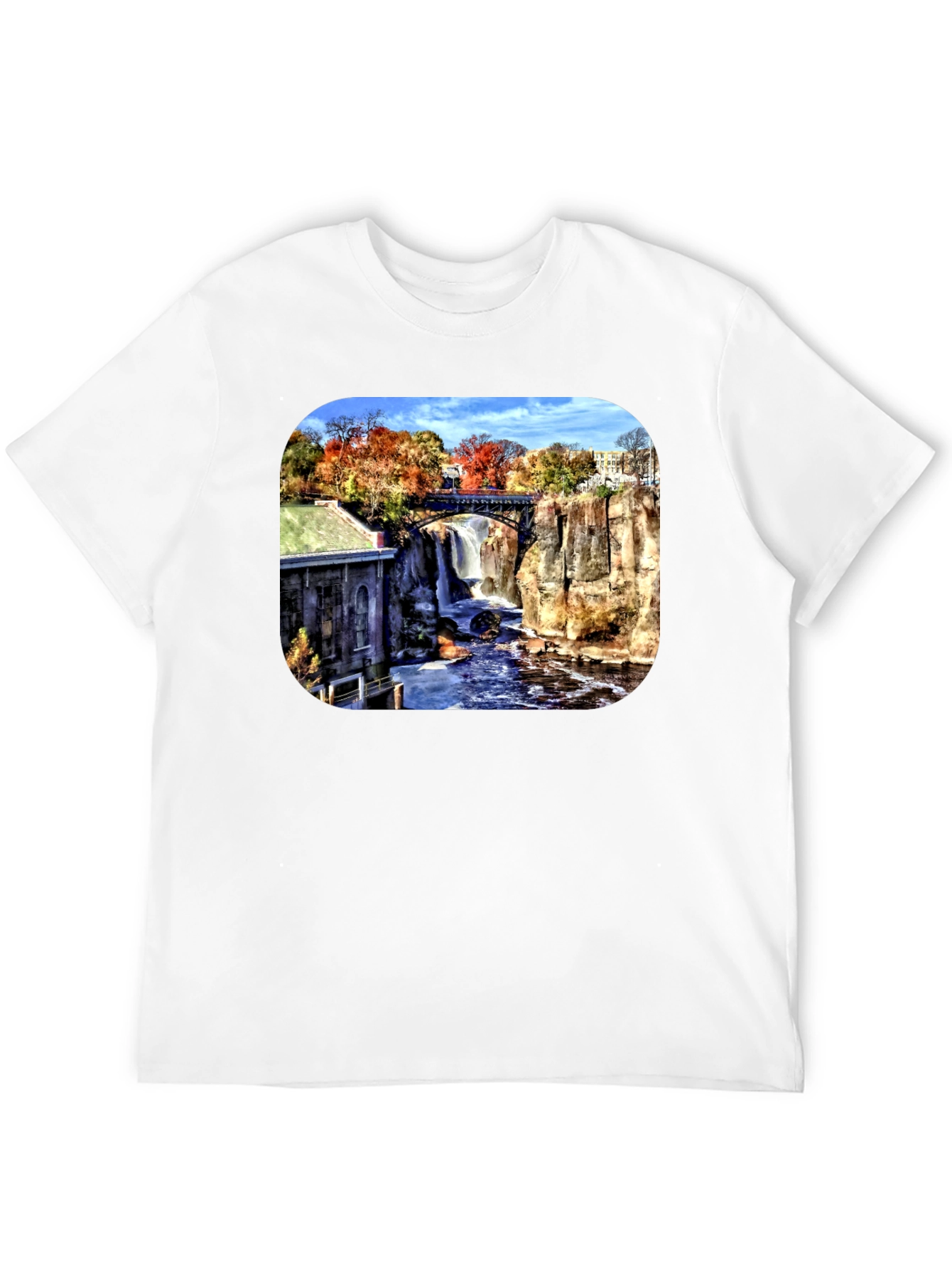 Scenic Waterfall Graphic Tee - Black