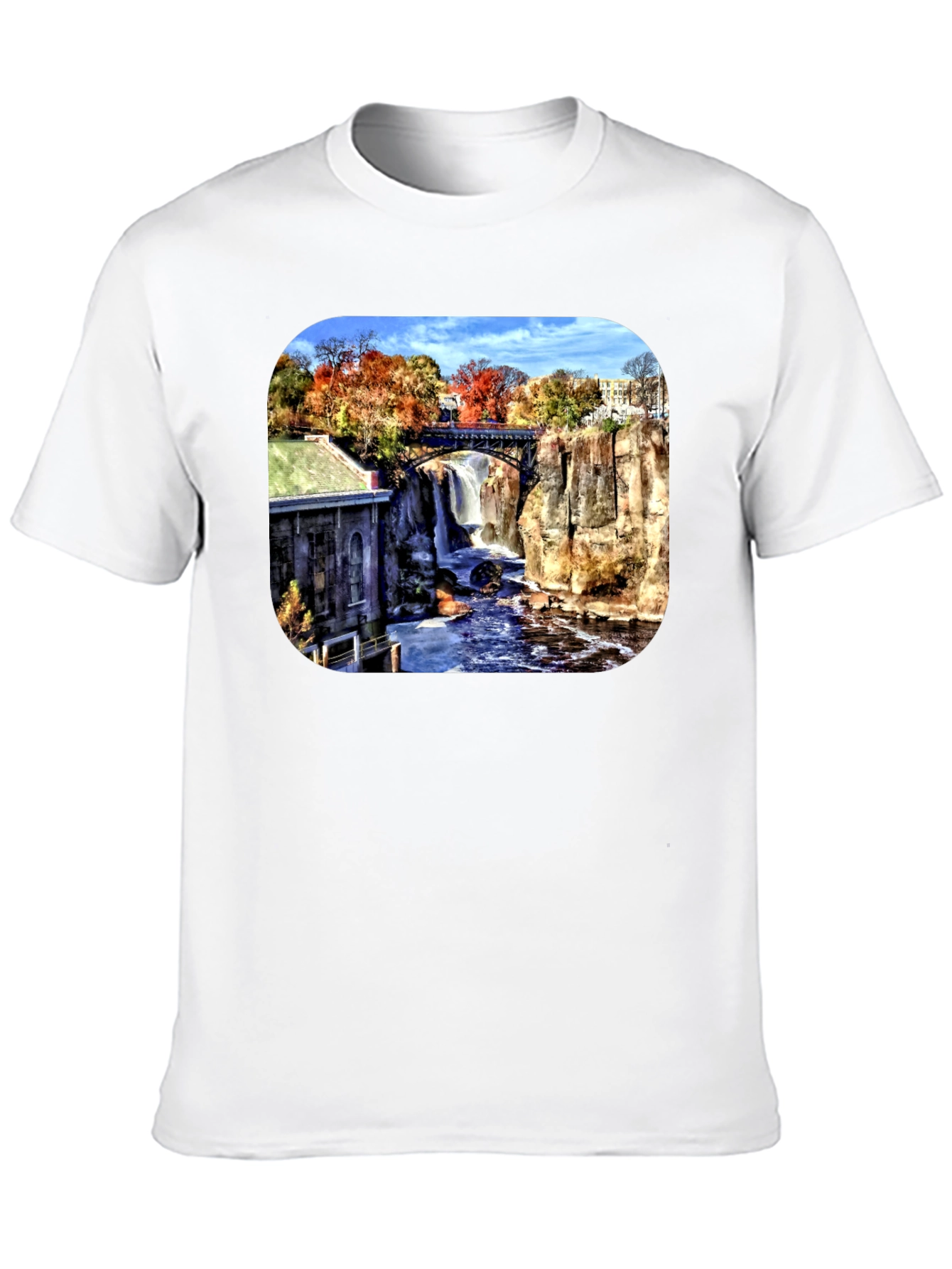 Scenic Waterfall Graphic Tee - Black