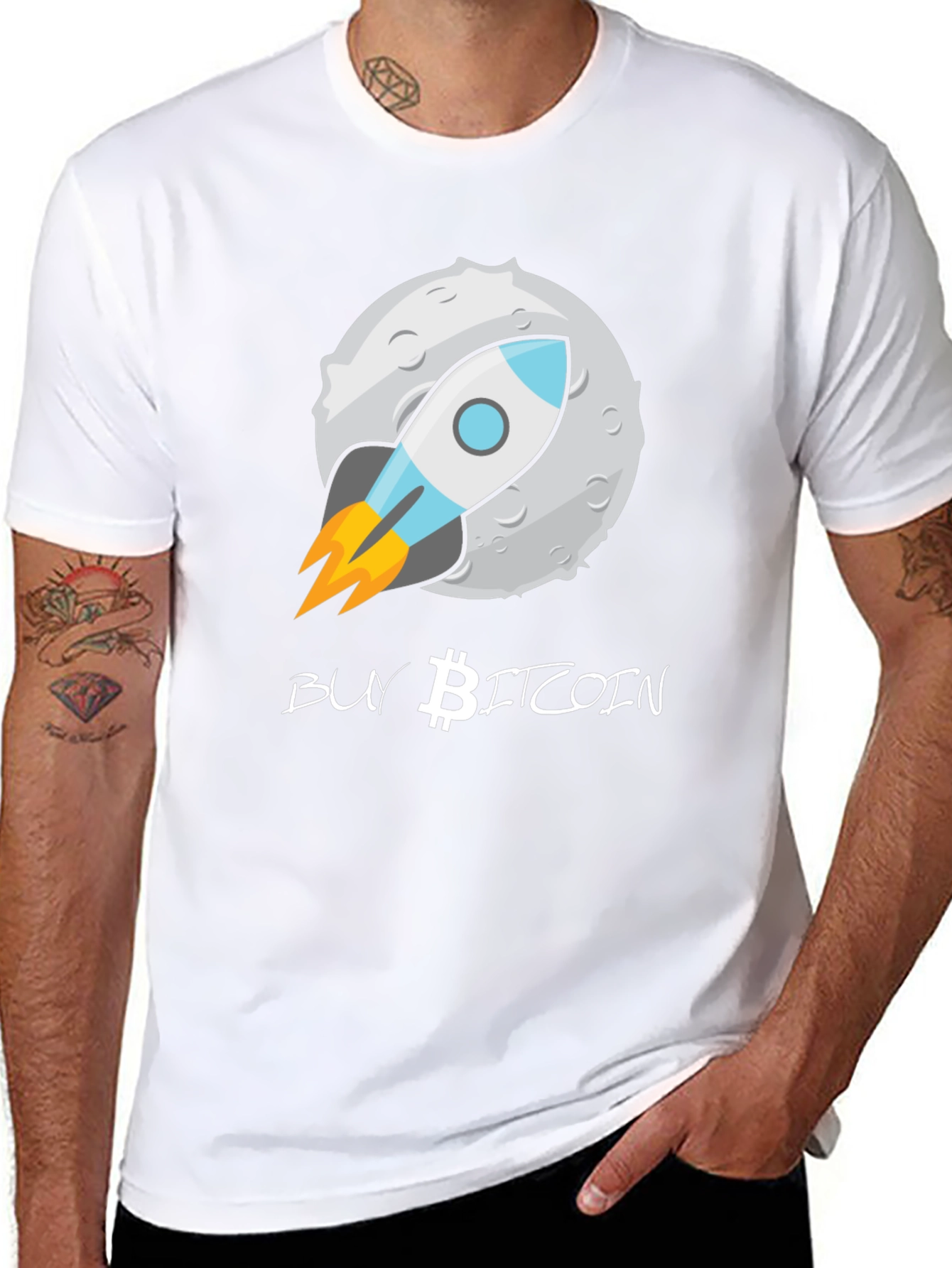 Buy Bitcoin Moon Rocket T-Shirt - Crypto Enthusiast Tee