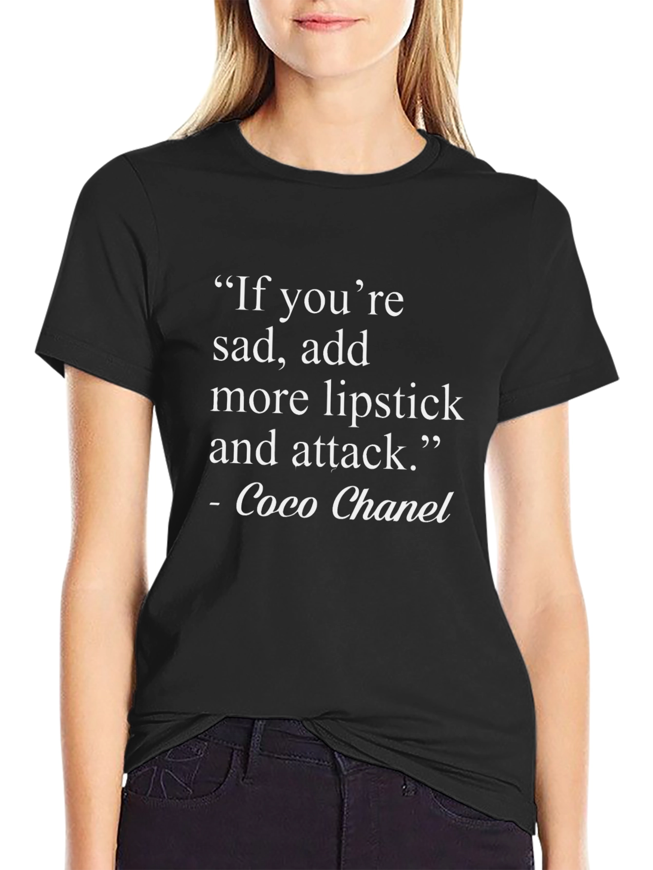 Coco Chanel Quote Black T-Shirt