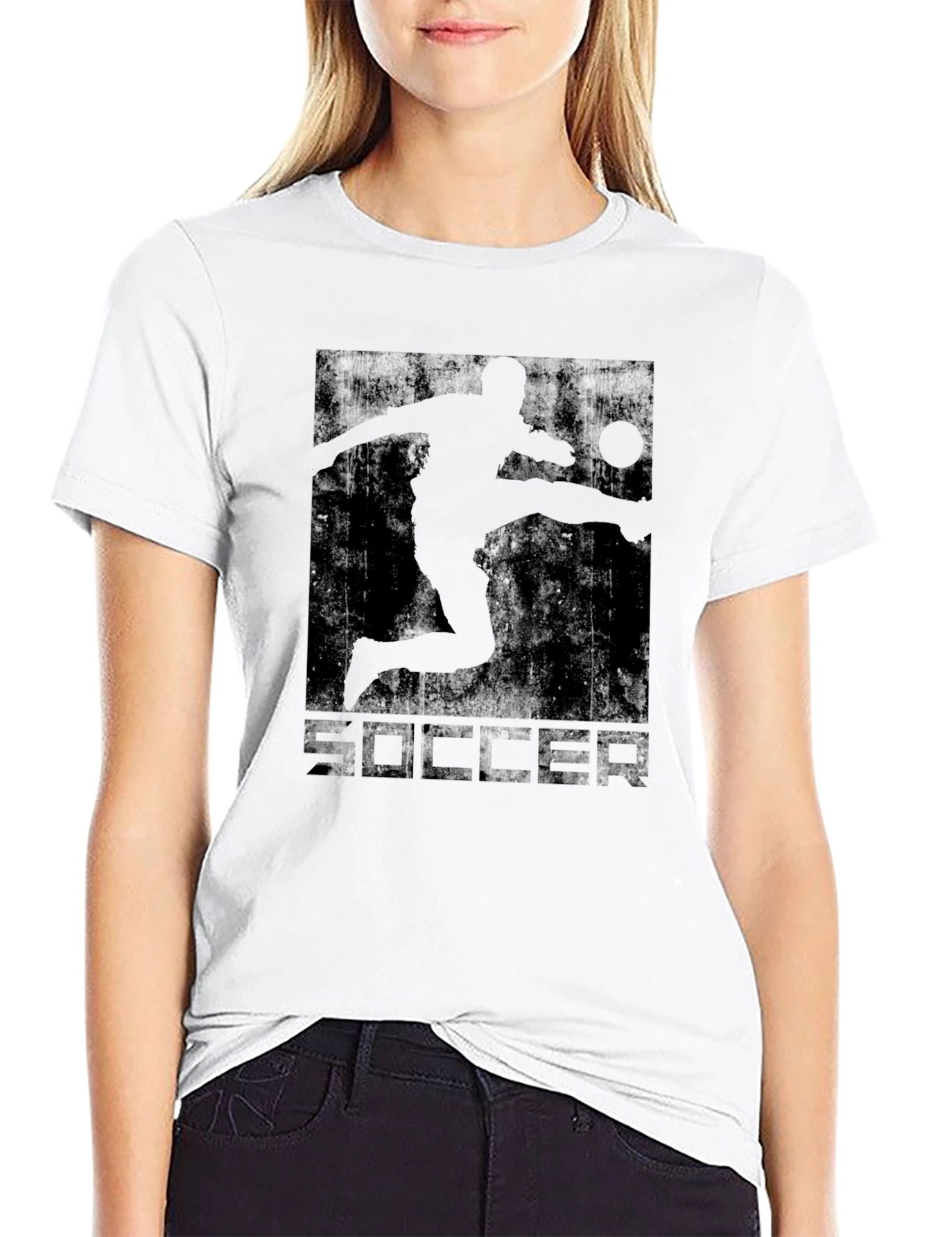 Soccer Player Graphic T-Shirt - Black