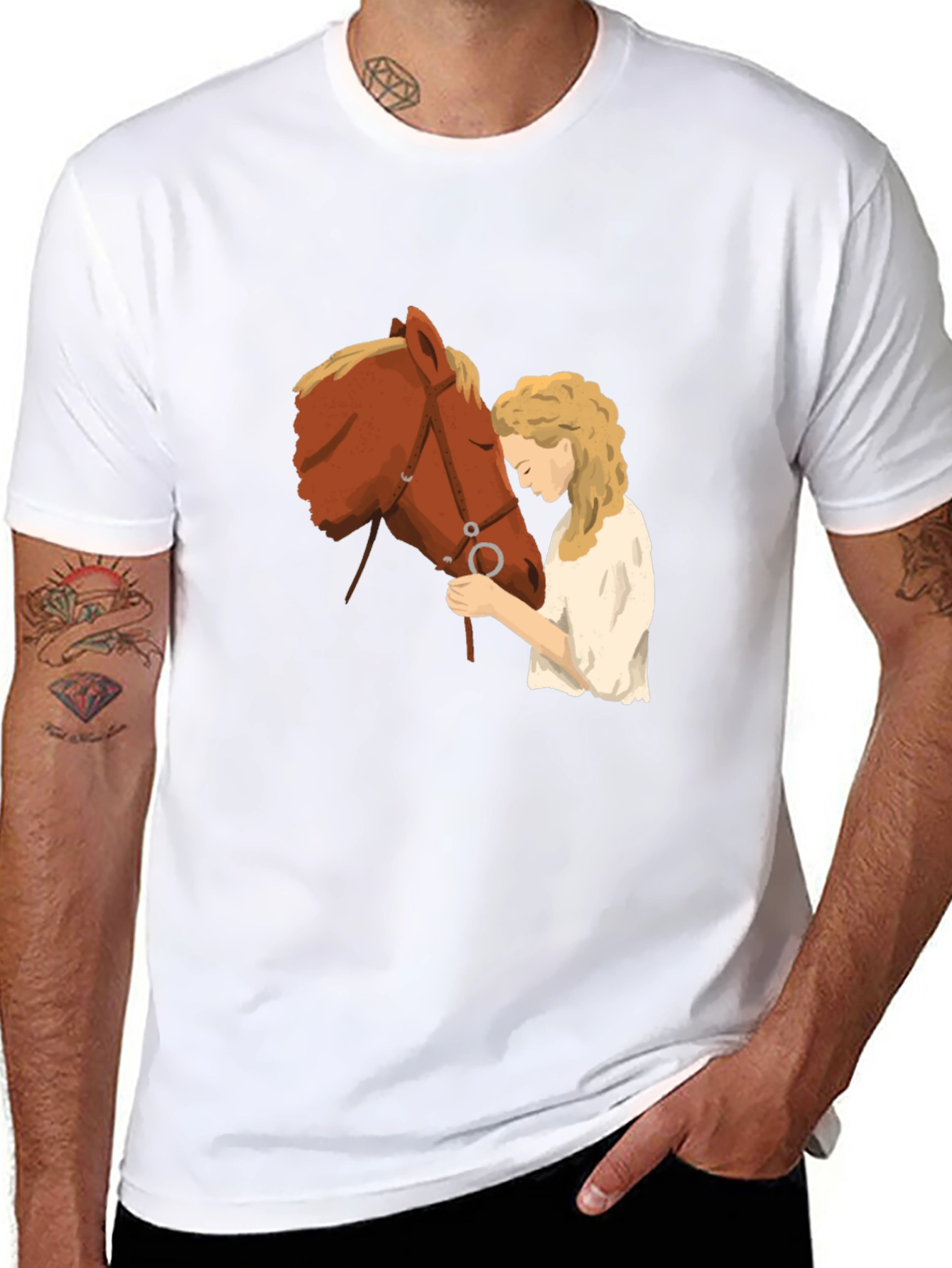 Horse & Girl Graphic T-Shirt - Black